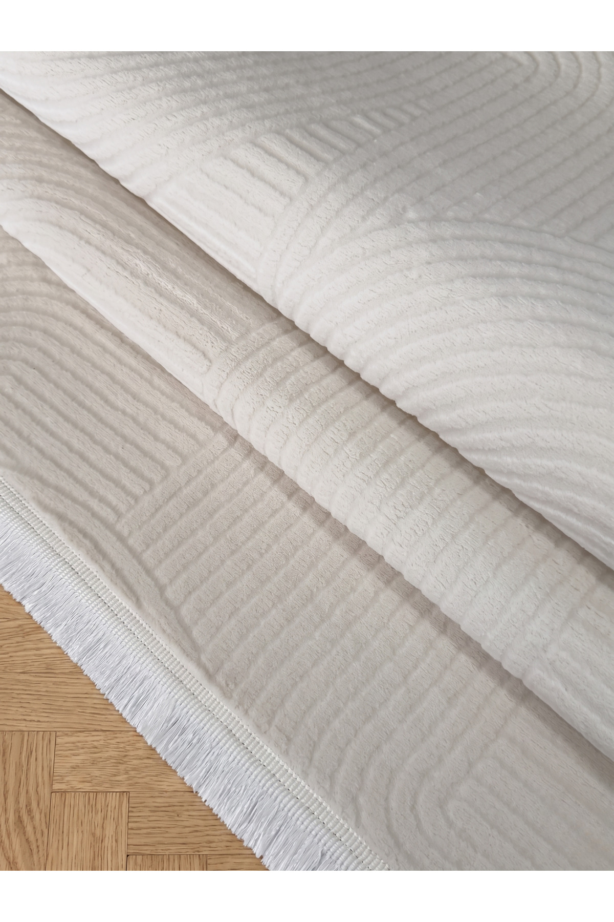 Relief Carpet Anti-Slip Bottom Stain Resistant Machine Washable Fringed Cream Carpet Runner Living Room Living Room