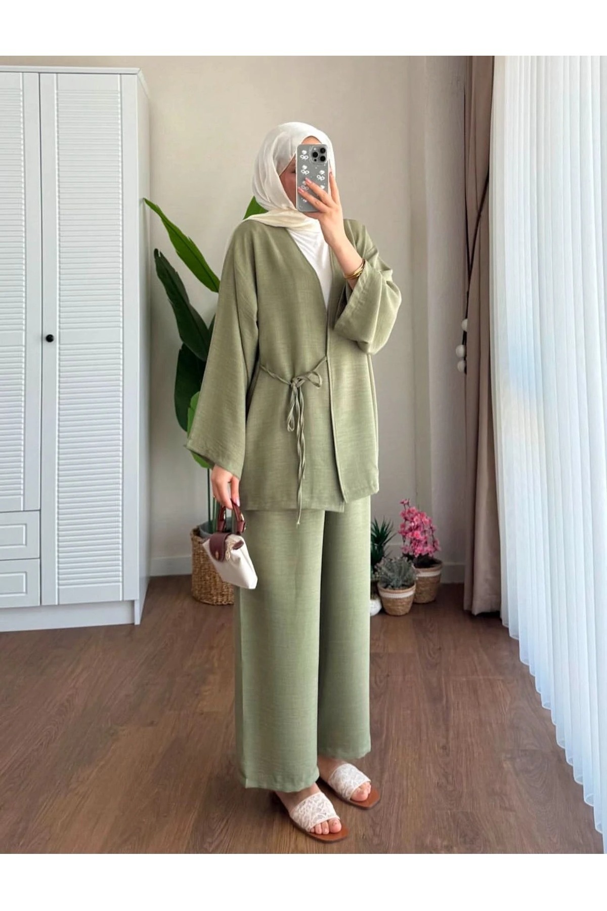 Lior Design Tie-Up Linen Trousers Hijab Suit