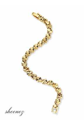 sheenez CM Yonca Detaylı Gold Çelik Kadın Bileklik(uzunluk 19.5 cm)