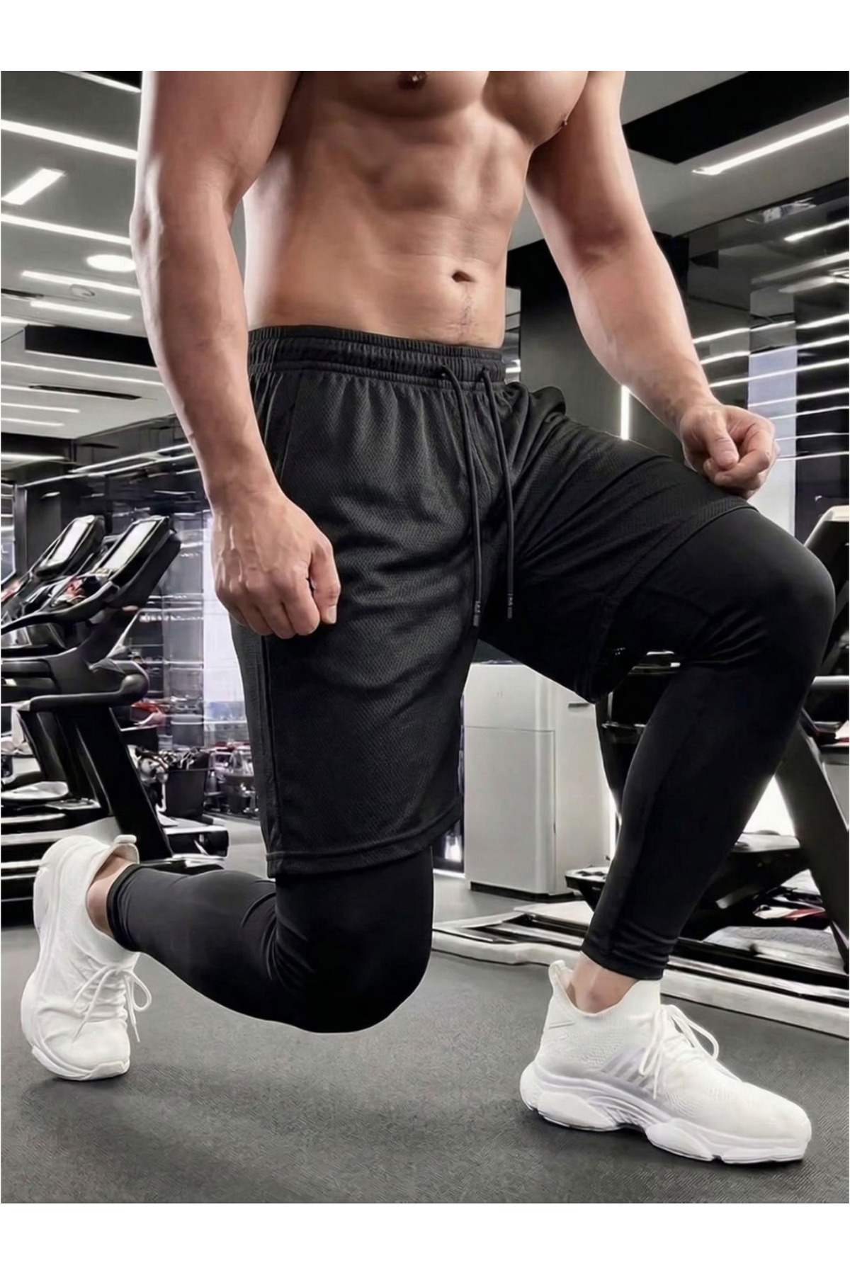 RUTBİL SPORTS 2'Sİ Bir Arada-futbol Tayt Şort-birleşik Tayt Şort -fitness Tayt Şort-koşu & Egzersiz Tayt Şort görsel 2