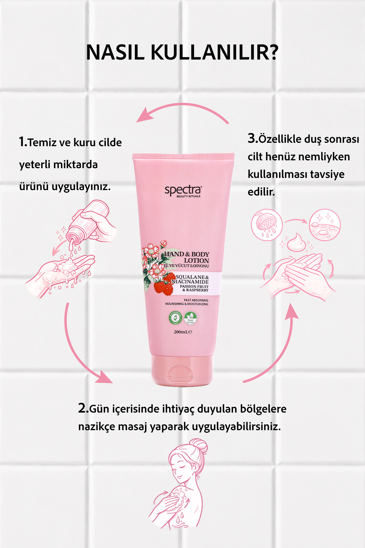 Nemlendirici ve Canlandırıcı Vegan El ve Vücut Losyonu -Raspberry&Passion Fruit- 200 ML — ece86c0a-1508-518b-a2e8-8b5ce7c9c05c — تصویر 5 از 8
