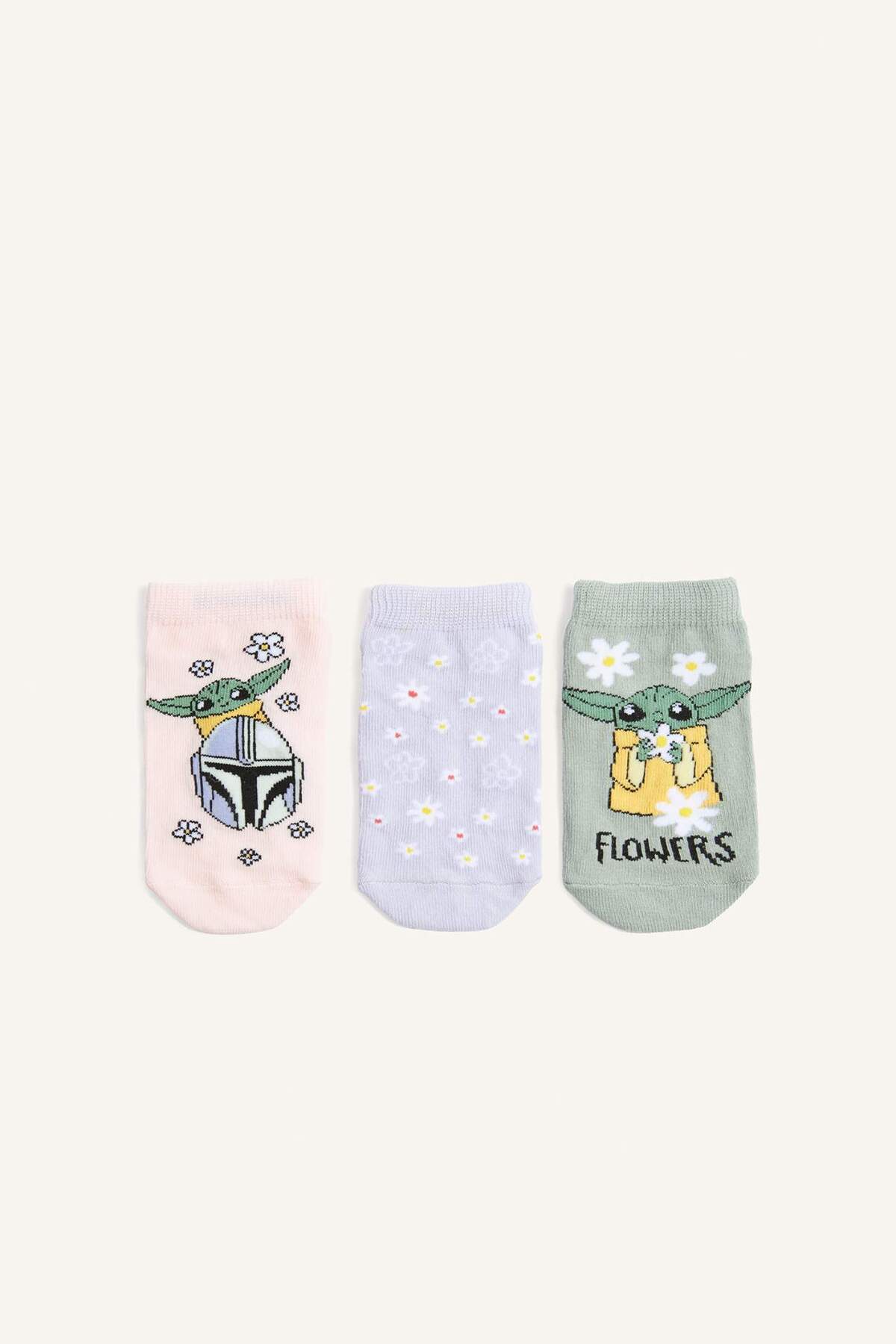 Star Wars Lisanslı-Mandalorıan 3'lü Pamuklu Patik Çorap Kız Çocuk G1458A8NS