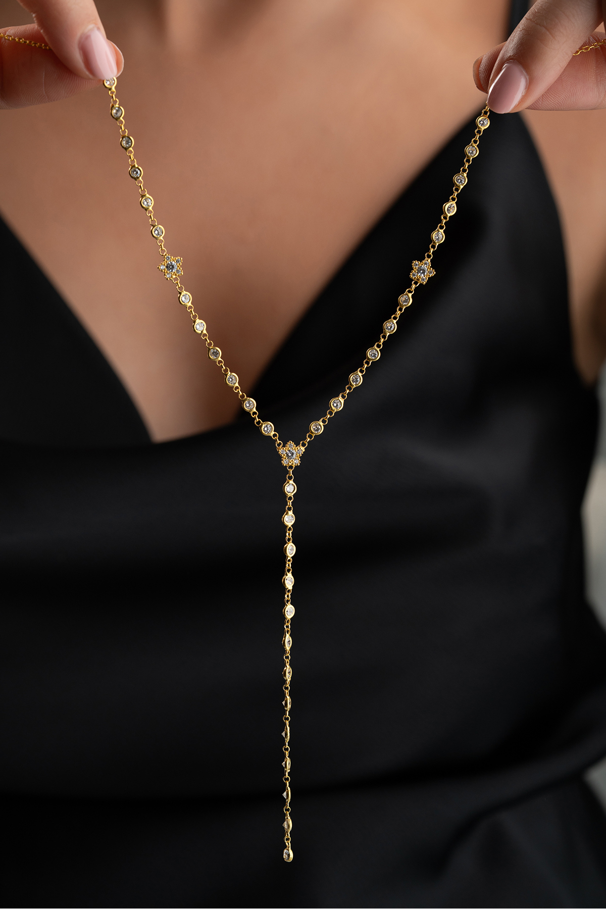 Silvano Jewelry 925 Ayar Gümüş Sallantılı Sulyolu Y Kolye görsel 3