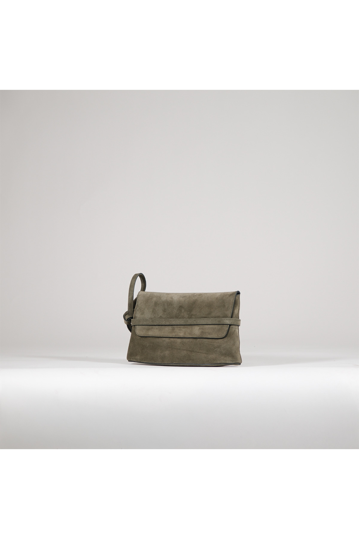 BEGRA ATELIER BEGRA Elara %100 Hakiki Süet Clutch Çanta - Haki (Khaki) görsel 2