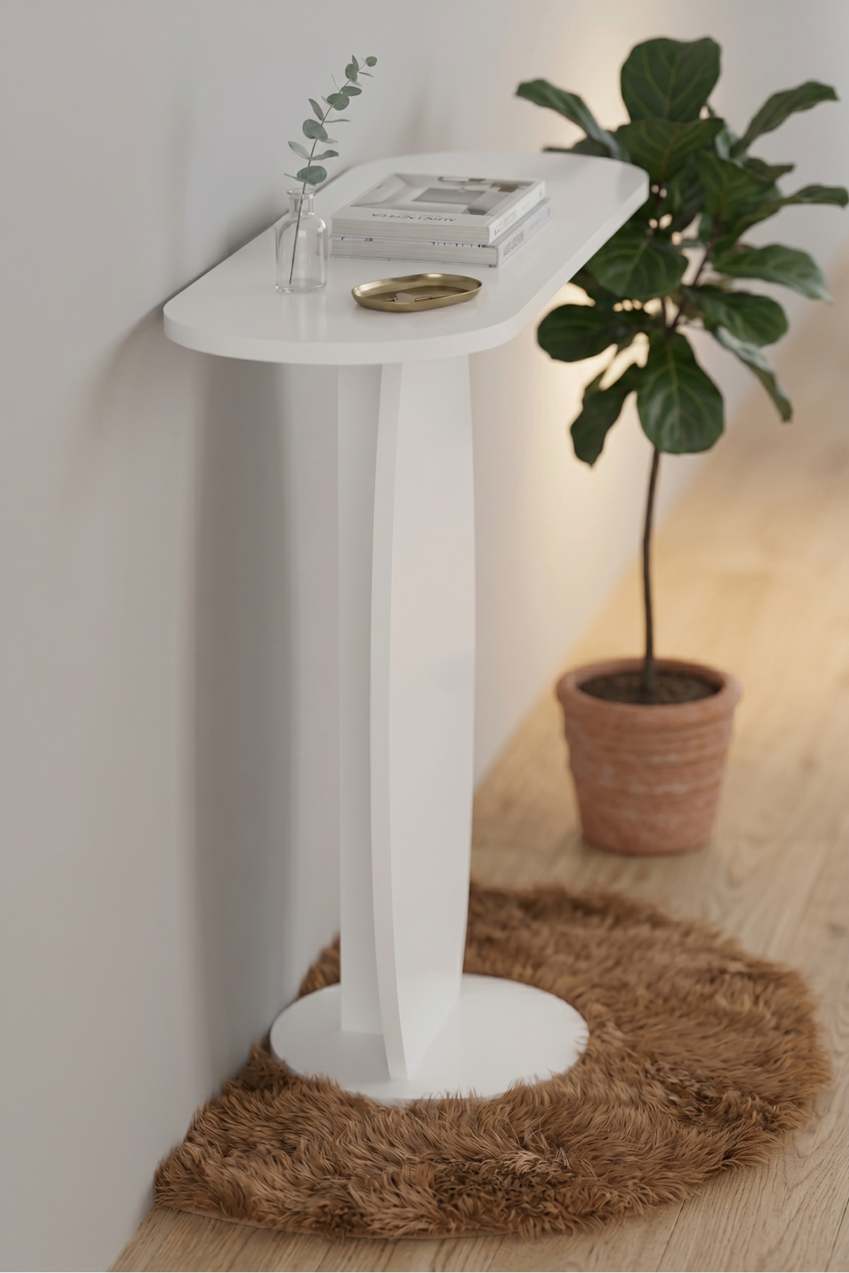 Dresuar Modern Dekoratif Antre Konsolu Giriş Hol Koridor Salon Konsol Masası 7033 Beyaz görsel 5