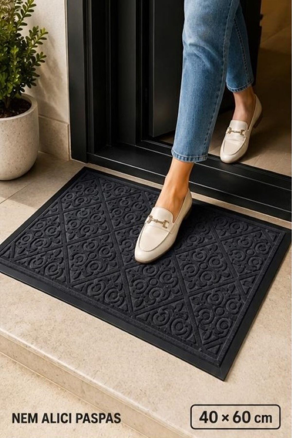 Exterior Door Mat Durable Door Mat with Decorative Motif 40x60