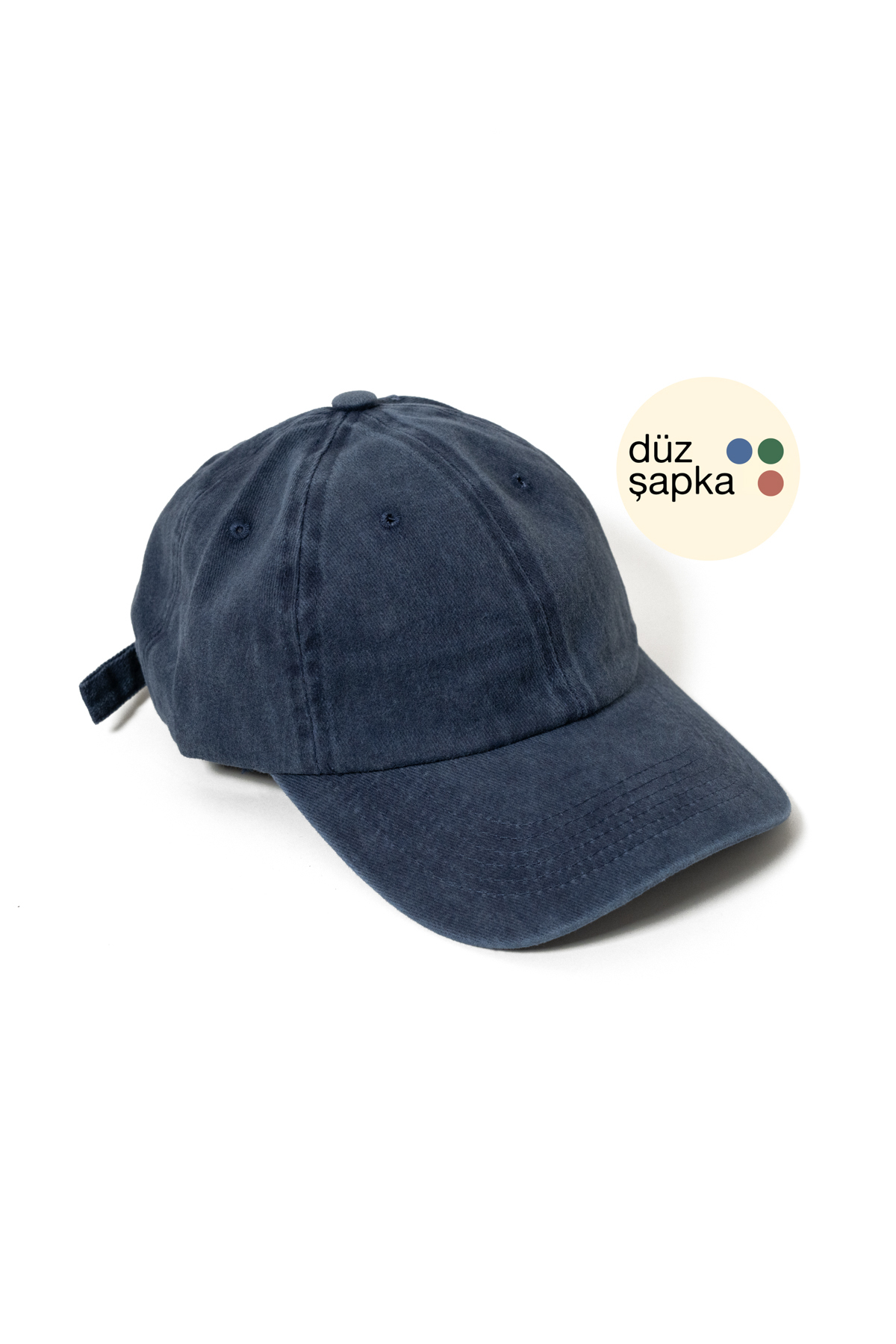 düz şapka studio Düz Şapka | Lacivert Yıkamalı Kep Şapka - Minimalist, Logosuz ve Yazısız