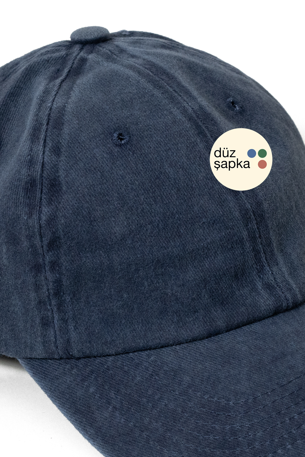 düz şapka studio Düz Şapka | Lacivert Yıkamalı Kep Şapka - Minimalist, Logosuz ve Yazısız görsel 5