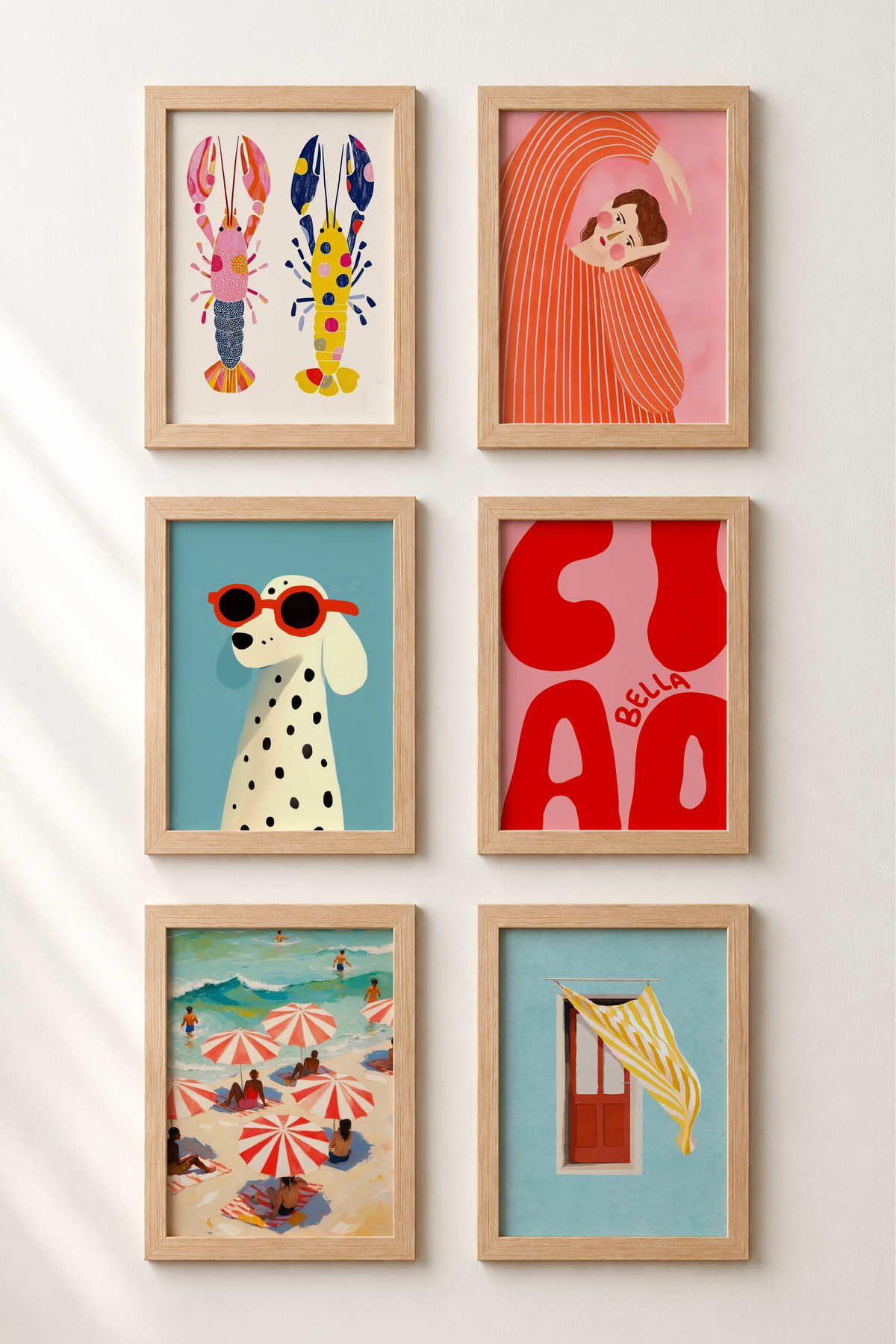 6 Pieces Wooden Framed Painting Framed Poster Artistic Modern Wall Decor (SIX02)