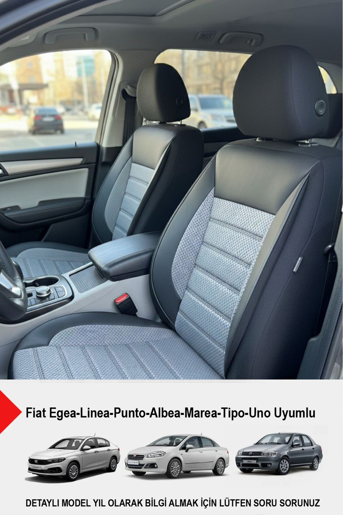 GM-DESIGN Speed Serisi Pike Kumaş Oto Koltuk Kılıfı - (Fiat Egea-Linea-Punto-Albea-Tipo-Uno Uyumlu)