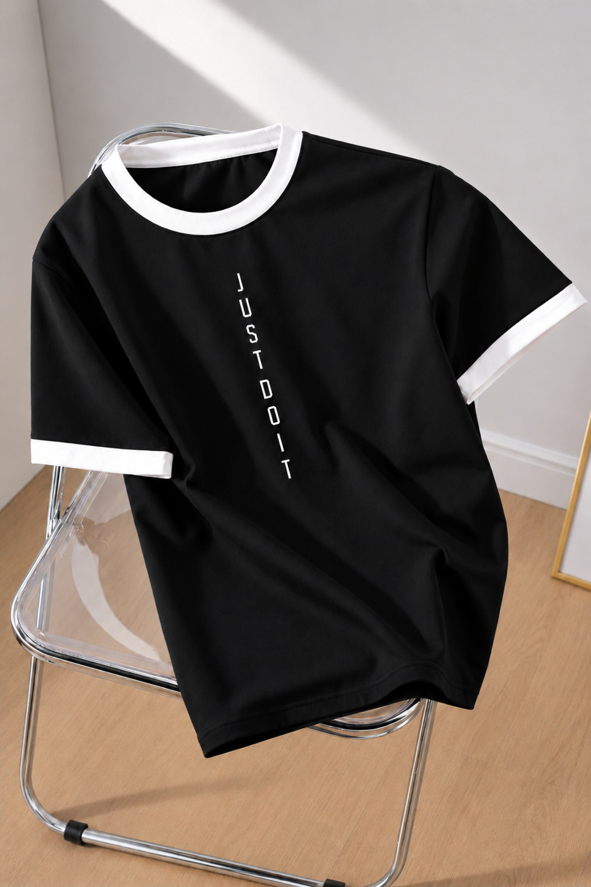 MODARİCH Unisex Kadın/Erkek JUSTDO Baskılı Renkli Battal Boy Penye T-Shirt tişört