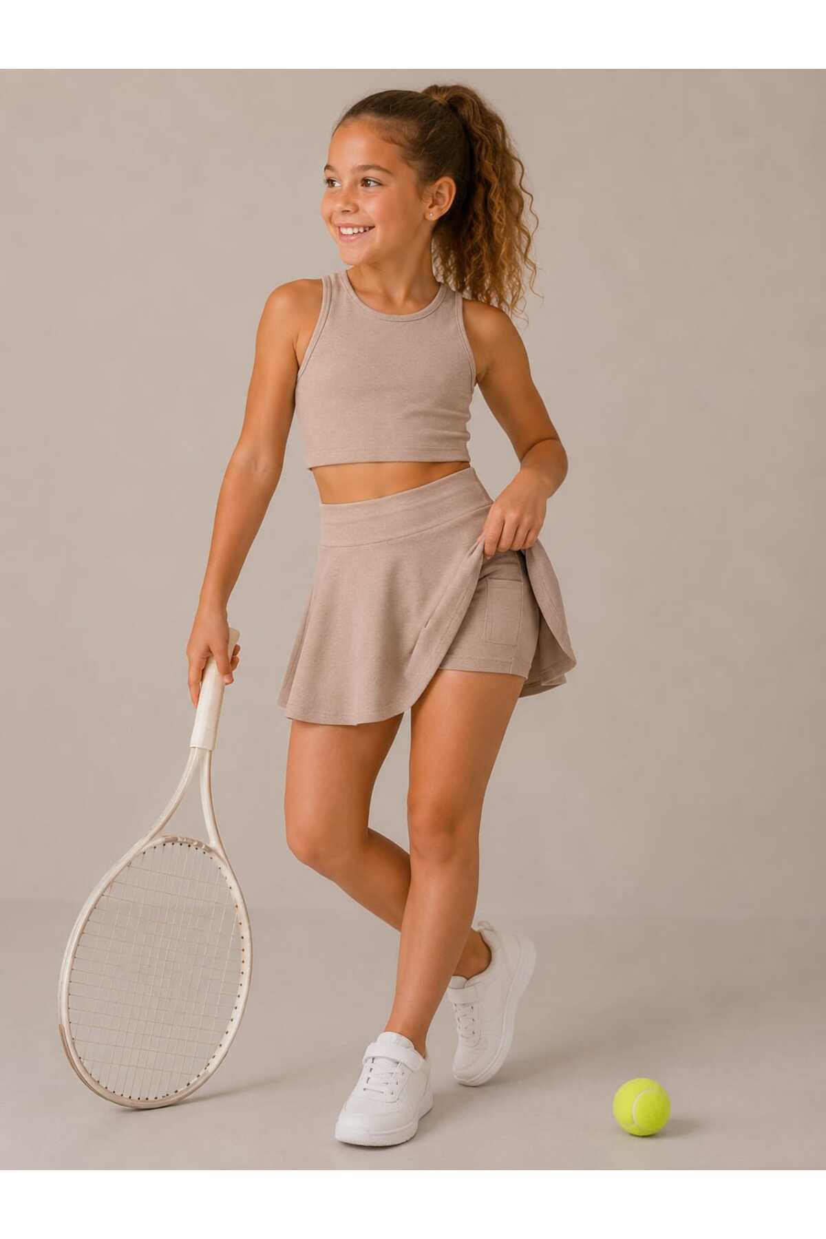 Bottom Top Set Girls Shorts Tennis Skirt Crop Blouse