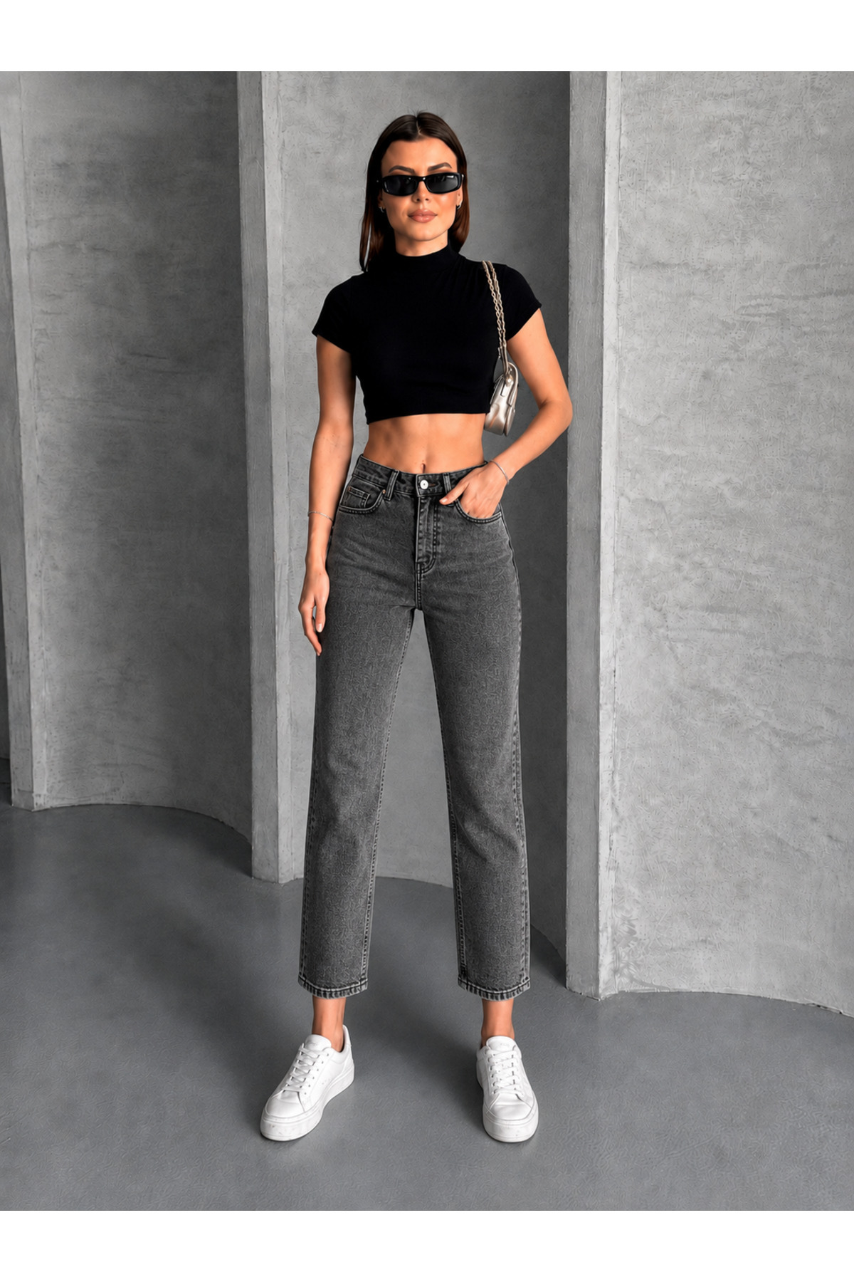 Safari Kadın Yüksek Bel Cropped Kalıp Dar Paça Jean Pantolon