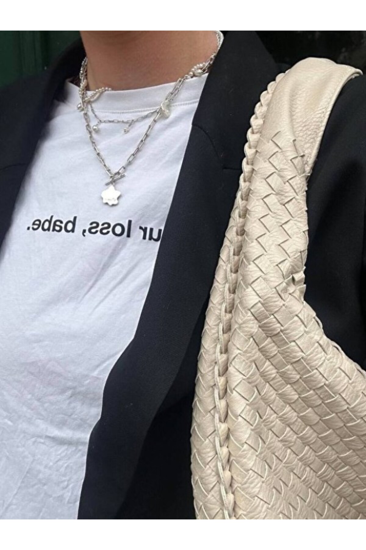 Lena Kadın Örgü Detay Büyük Boy Omuz ve Tote Çanta Günlük Geniş Hacimli