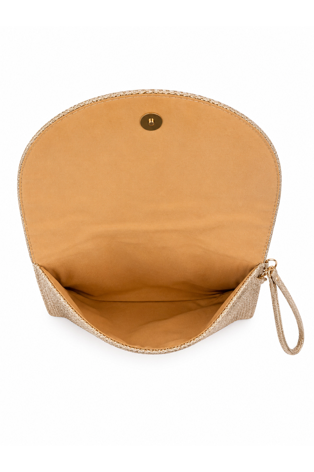 Elviora Kadın Kum Beji Hasır Dokulu Portföy Çanta, Bilek Askılı Şık Clutch El Çantası, Günlük ve Özel Davet Kullanımı görsel 5