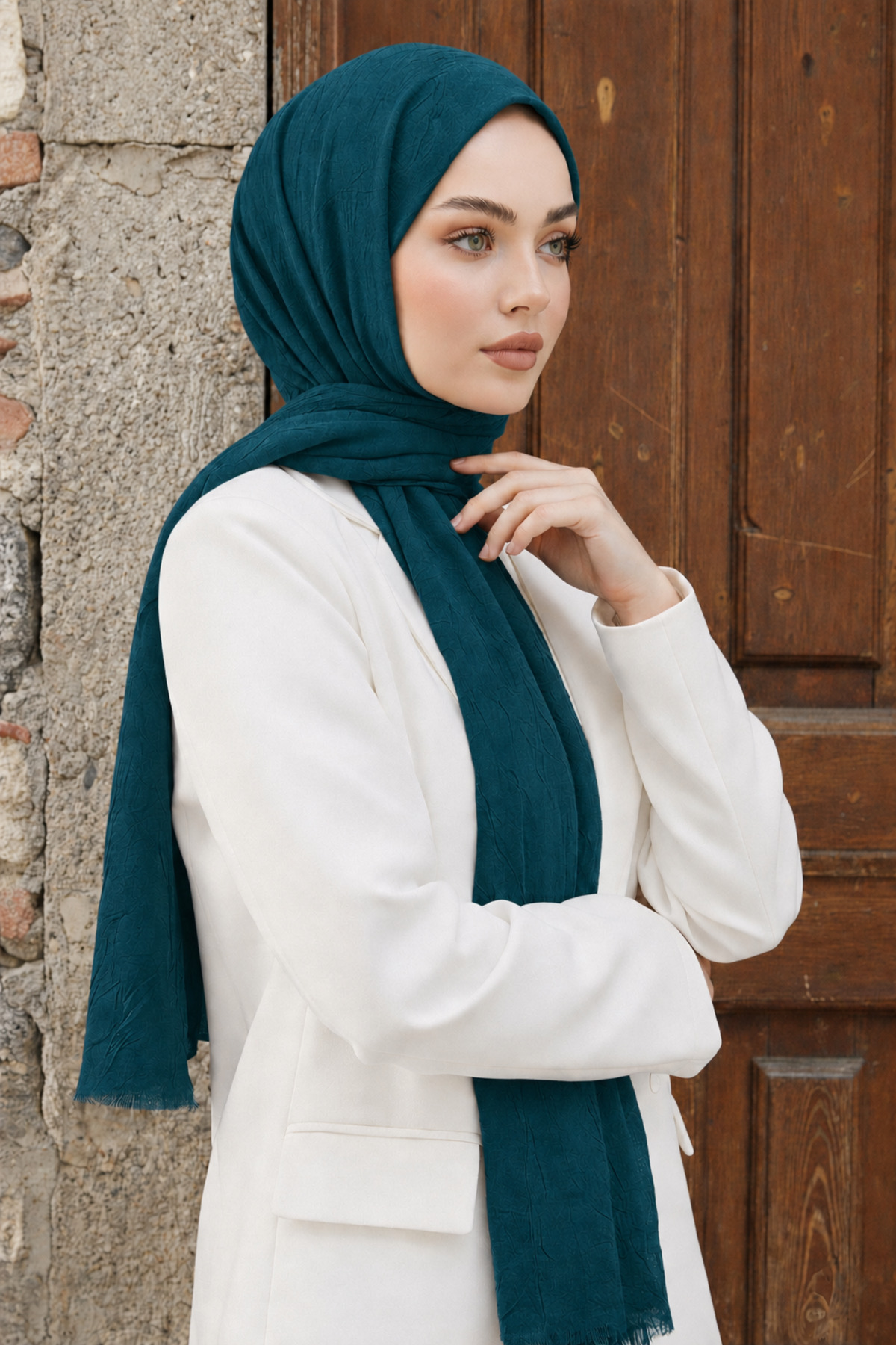 Light Petroleum Natural Bamboo Shawl – Modest Shawl Lightweight, Breathable, Anti-Slip Shawl Construction – Bamboo Shawl