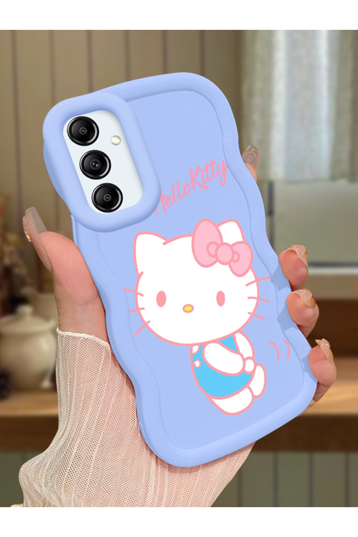 Samsung Galaxy A14 Compatible Case camera protector Blue Silicone Couple Phone Case Kitty Pattern