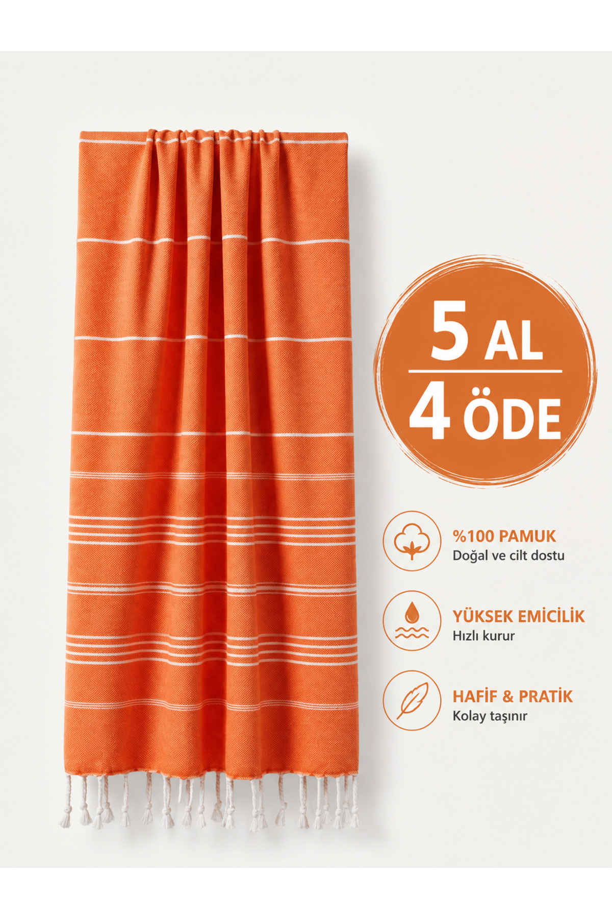 Striped Peshtemal | Cotton - Natural Fringed | Beach, Pool, Spa, Sauna, Sports, Travel Towel
