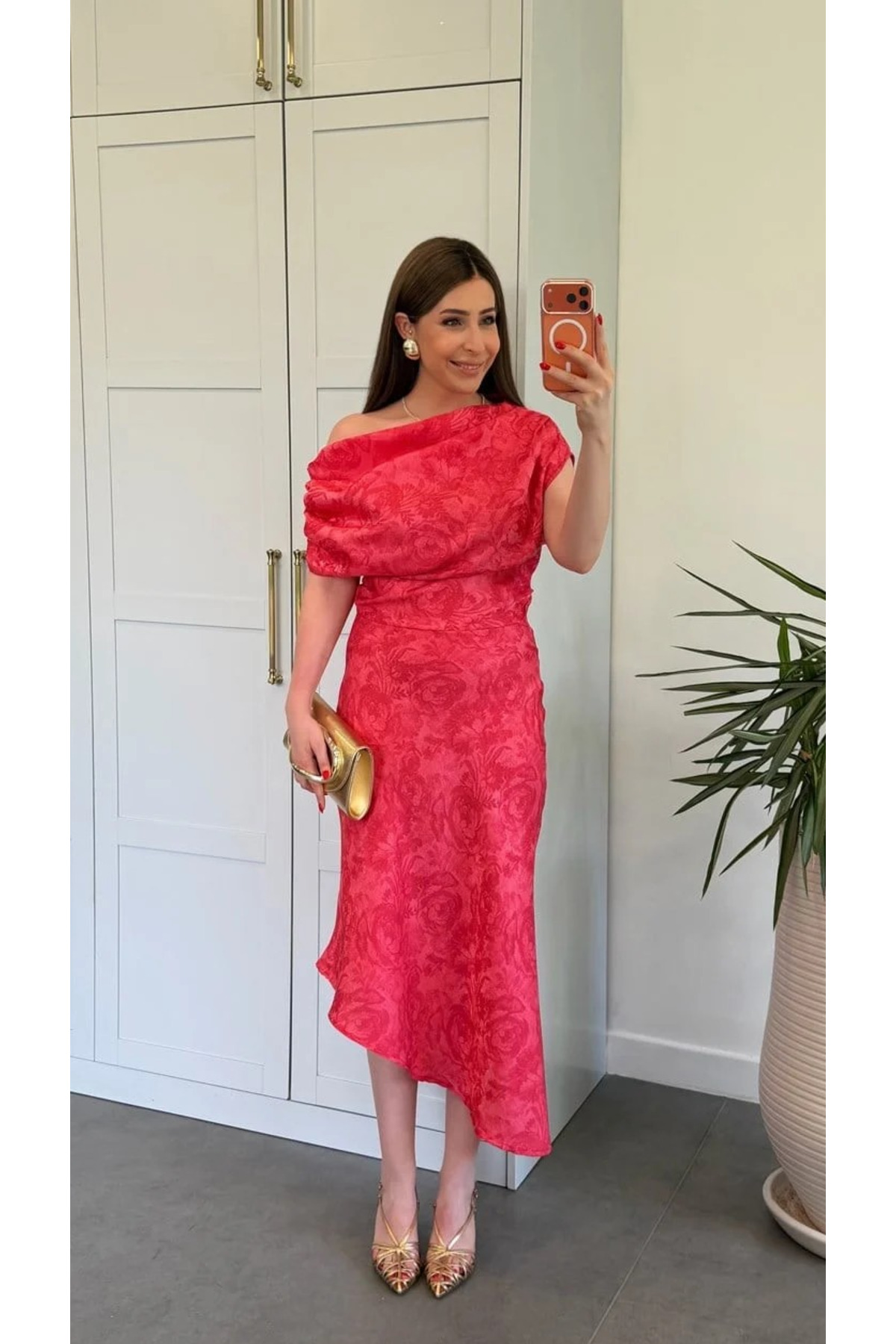 My Blog Fuchsia One-Shoulder Asymmetrical Floral Dress - 205385