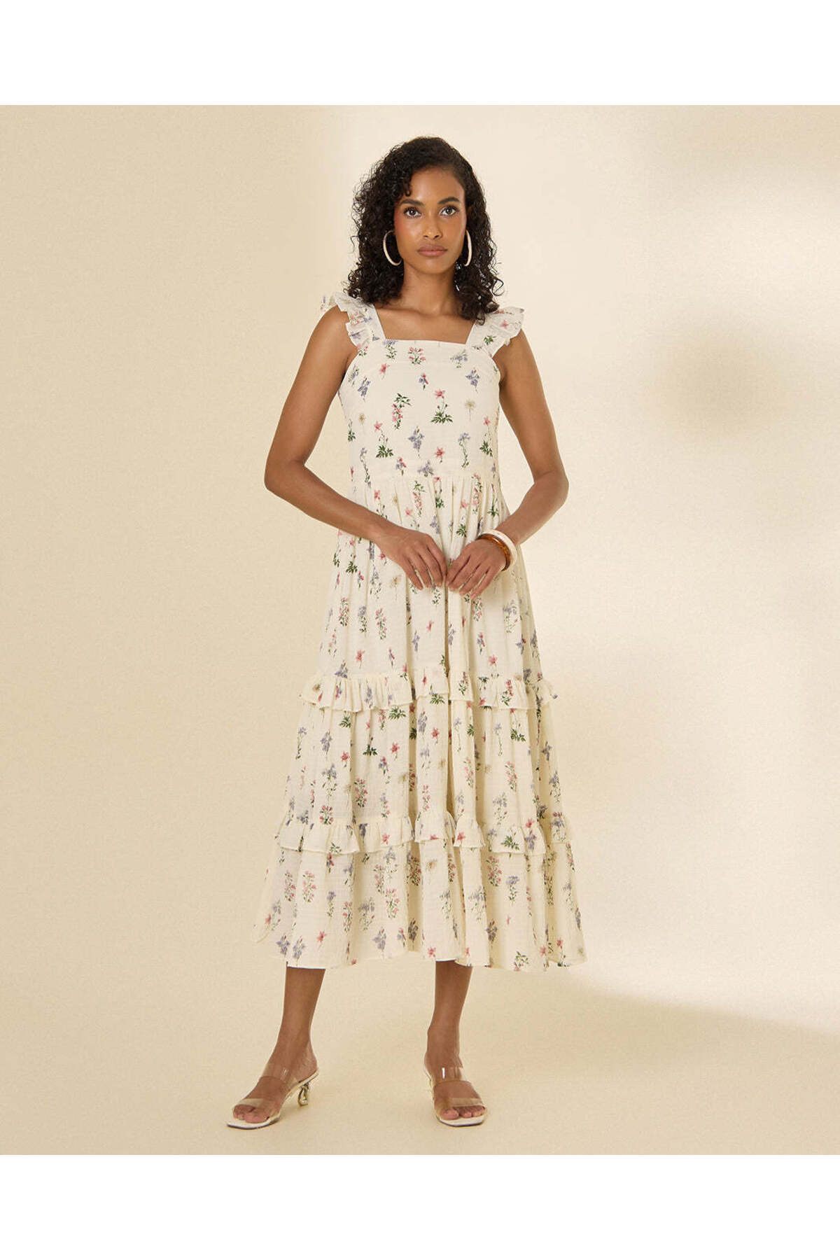 REDTAG Women Floral Print Tiered Maxi Dress