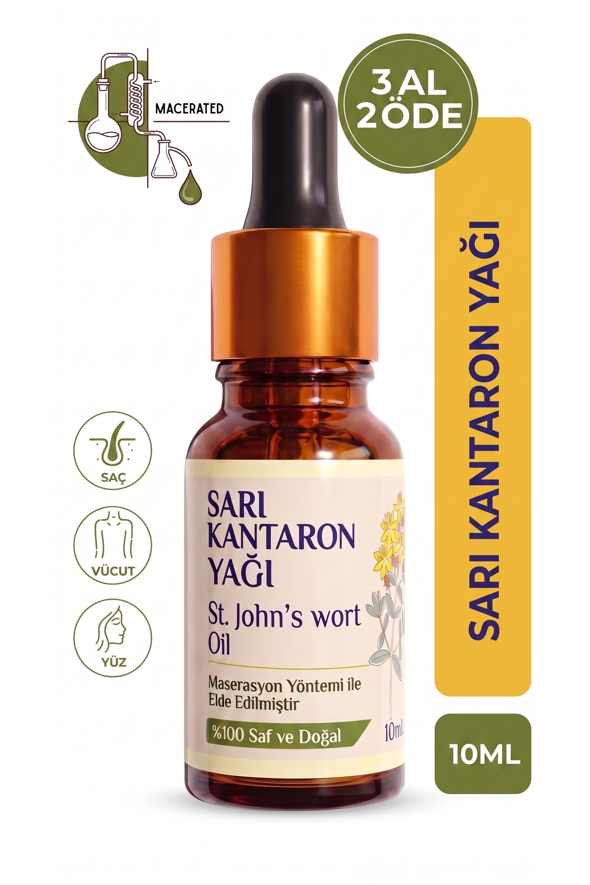 aktarloji Sarı Kantaron Yağı 10 ml / %100 Saf Ve Doğal / St. John's Wort Oil — A1-Kantaron-yag-10