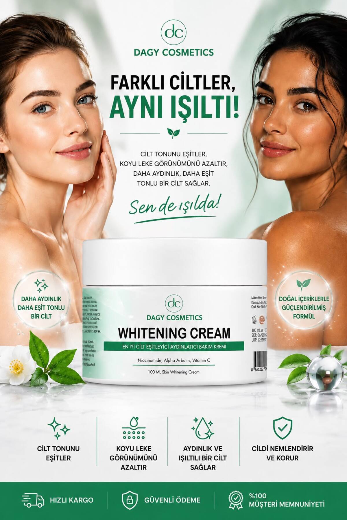 Dagy Cosmetics Cilt Beyazlatıcı, Aydınlatıcı Leke Karşıtı Bakım Kremi 100ml — kjkyrhj