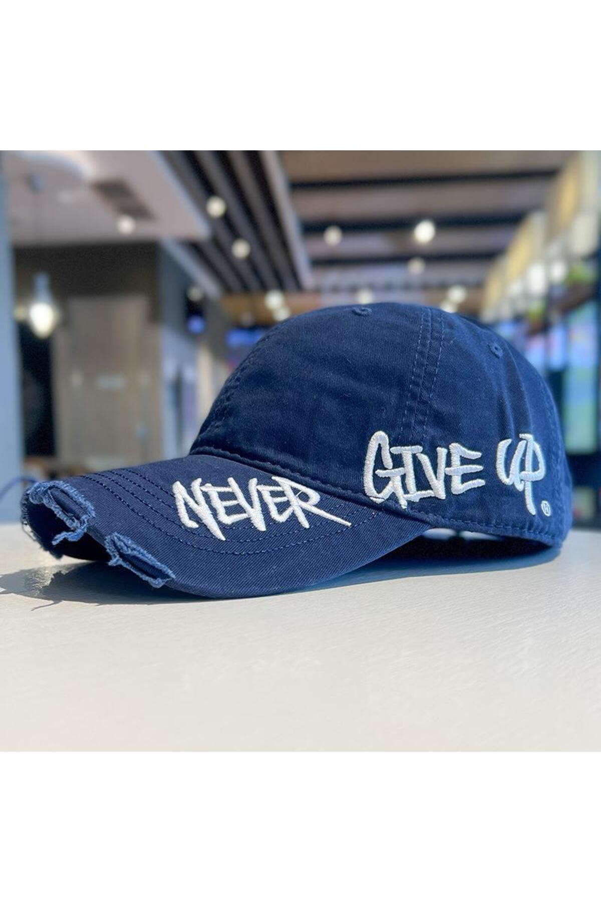 valkyrie Unisex Lacivert Never Give Up Nakışlı Baseball Şapka