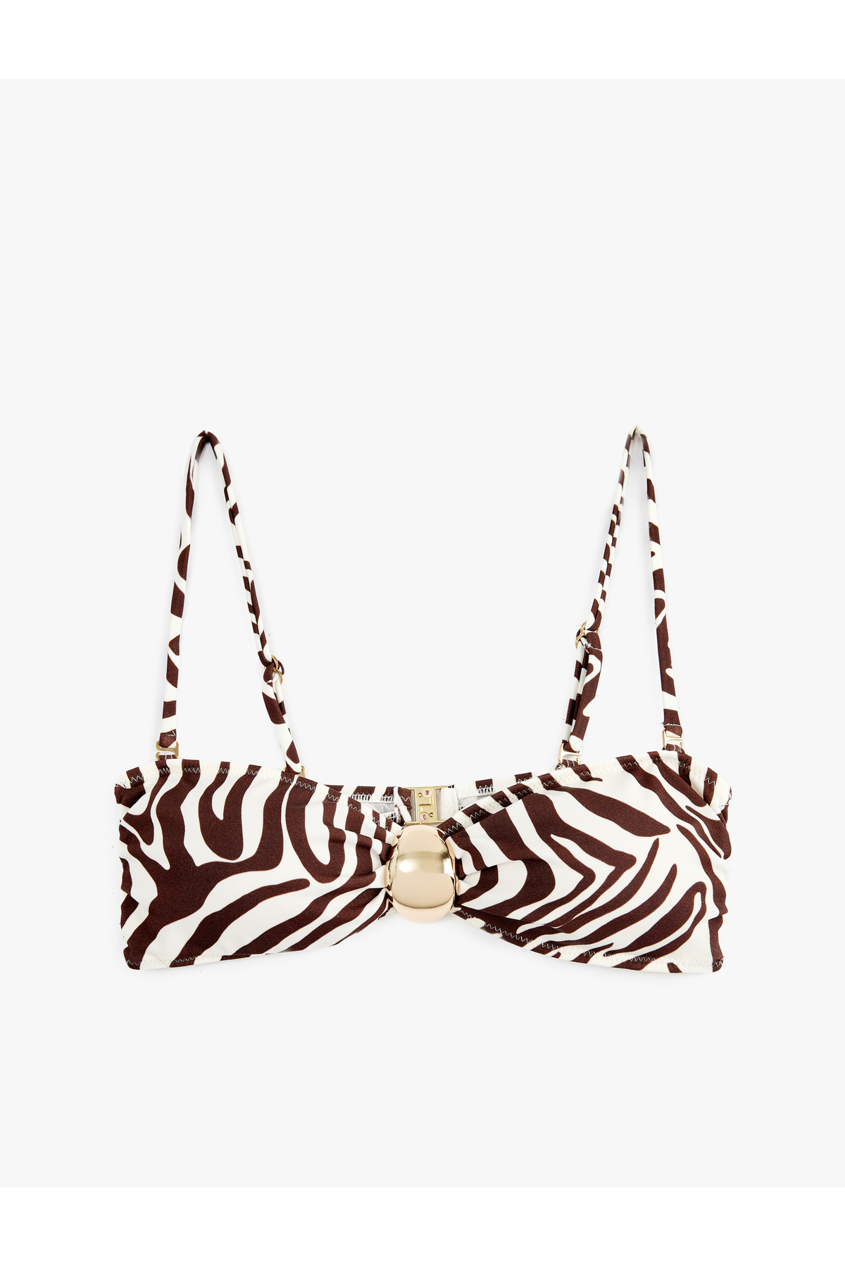 Aksesuarlı Zebra Desenli Straplez Bikini Üstü Çıkarılabilir Askılı