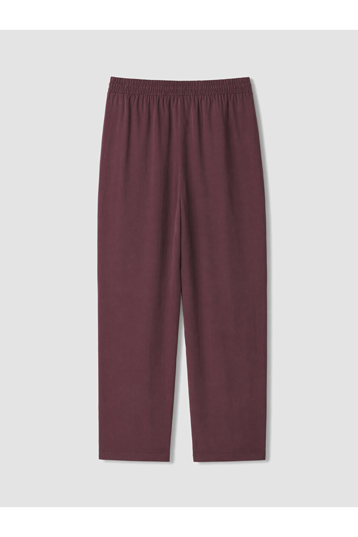 LC Waikiki Bordo Büyük Beden Beli Lastikli Kadın Pantolon görsel 3