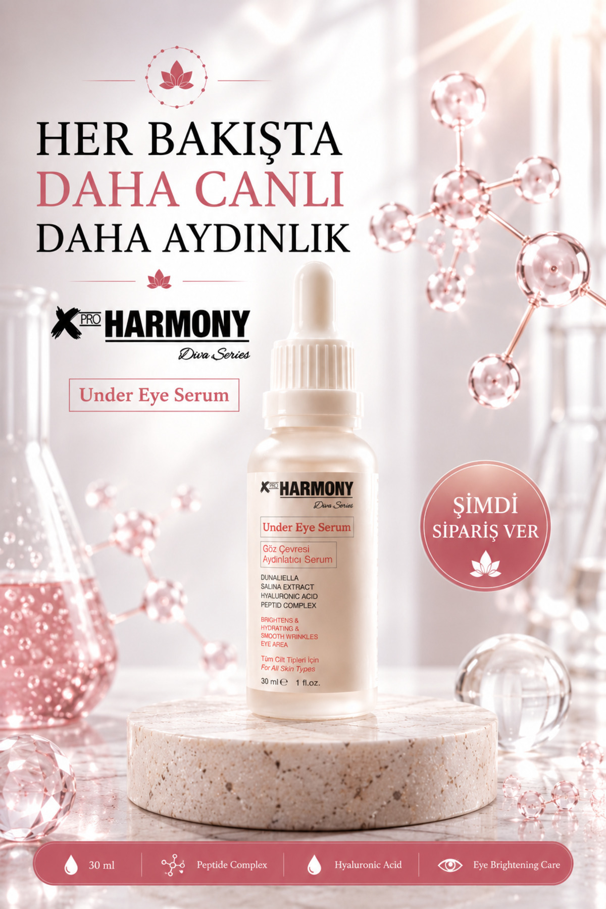 Peptide Complex Göz Çevresi Aydınlatıcı Serum 30 ml | Hyaluronik Asit Destekli Yoğun Nem & Canlı Bakış Etkisi — XPH-DS-ES030 — تصویر 8 از 8