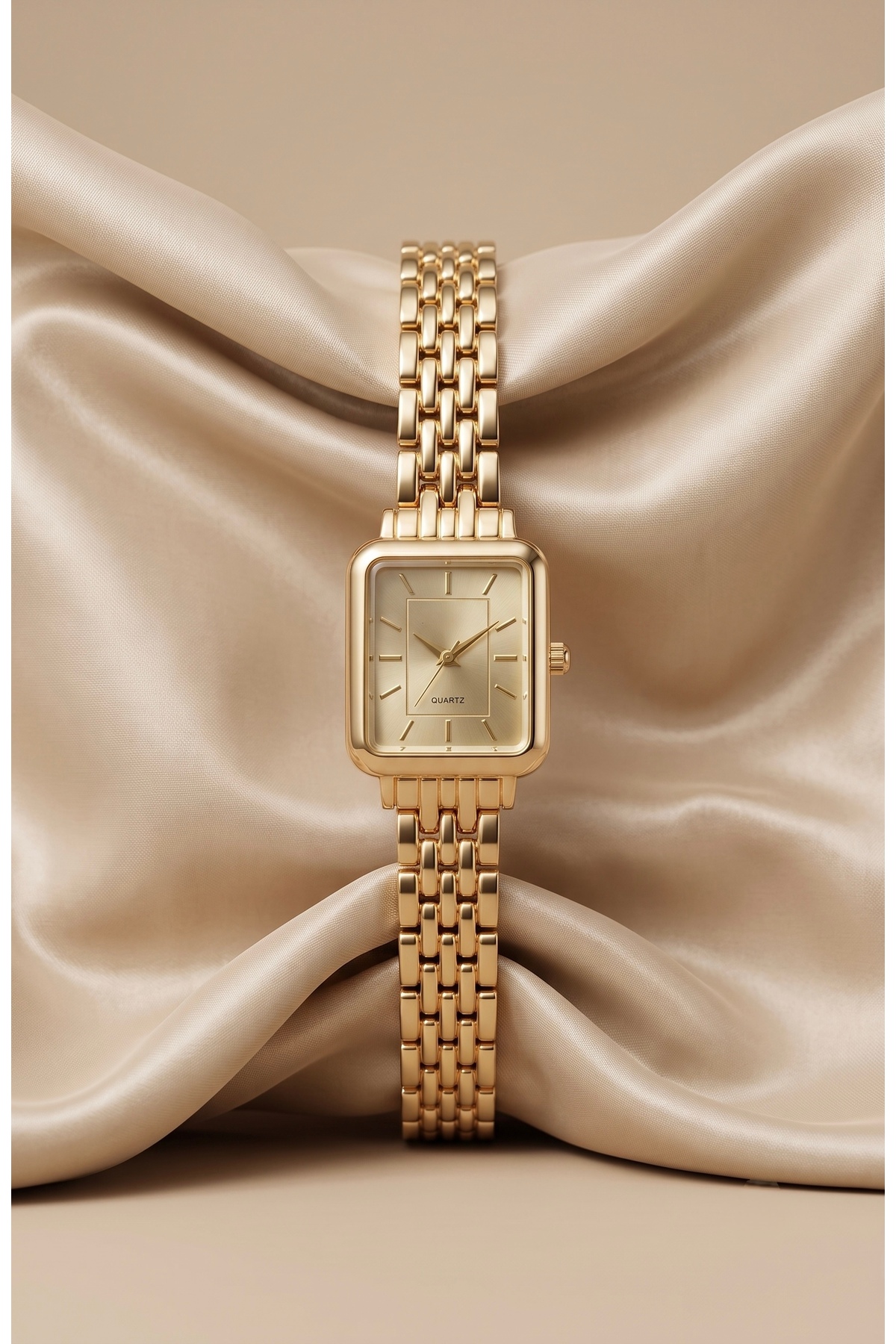 KLISHE Vintage Kadın Saat Gold Renk Dikdörtgen Kasa Çelik Saat Old Money Zarif Lüks Kadın Kol Saati | Premium Çelik Kordon | Limited Edition 2026 görsel 4