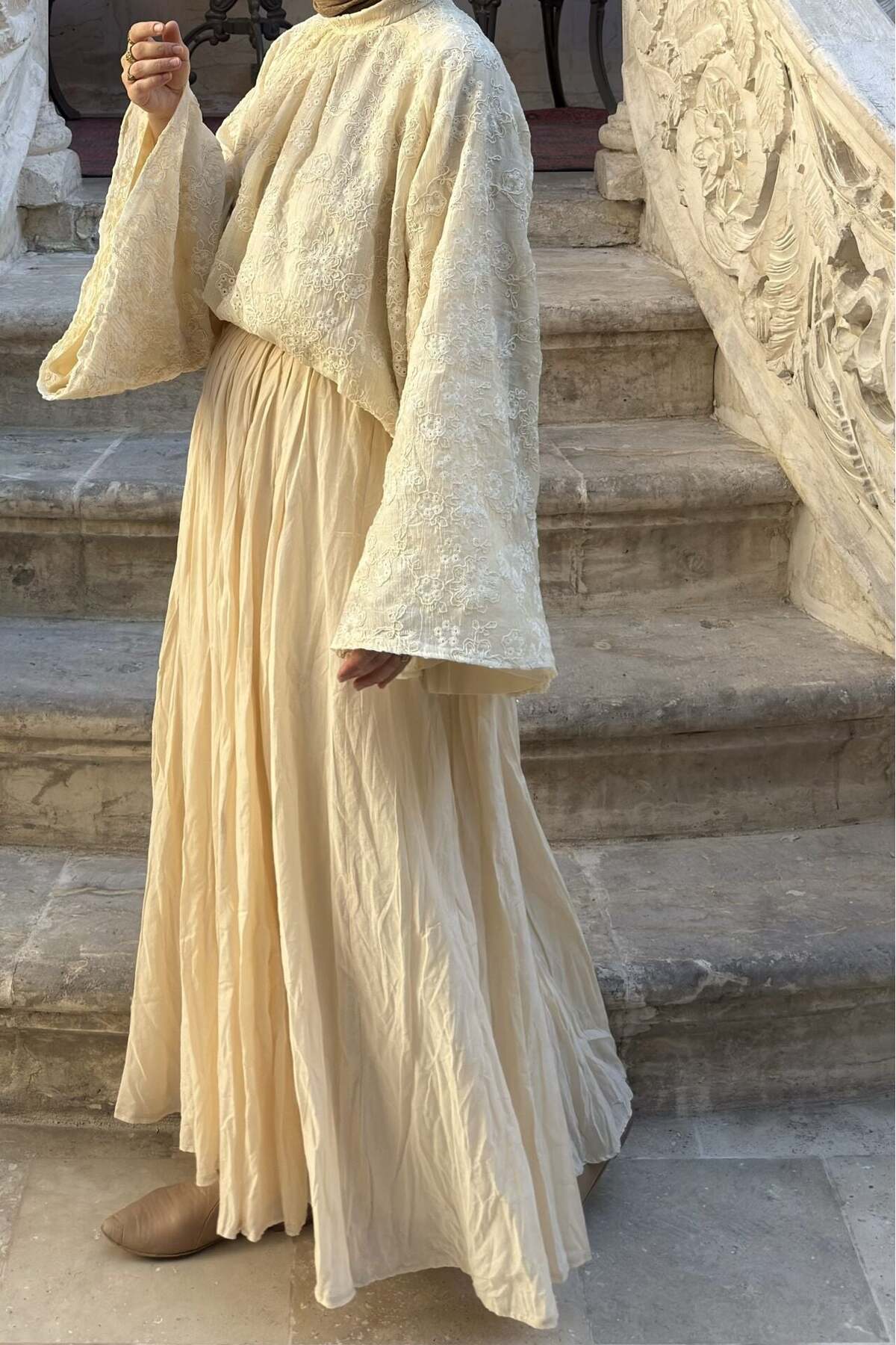 Faya Boutique Faya Girls x Krem Güpür İşlemeli Velissa Bluz görsel 2