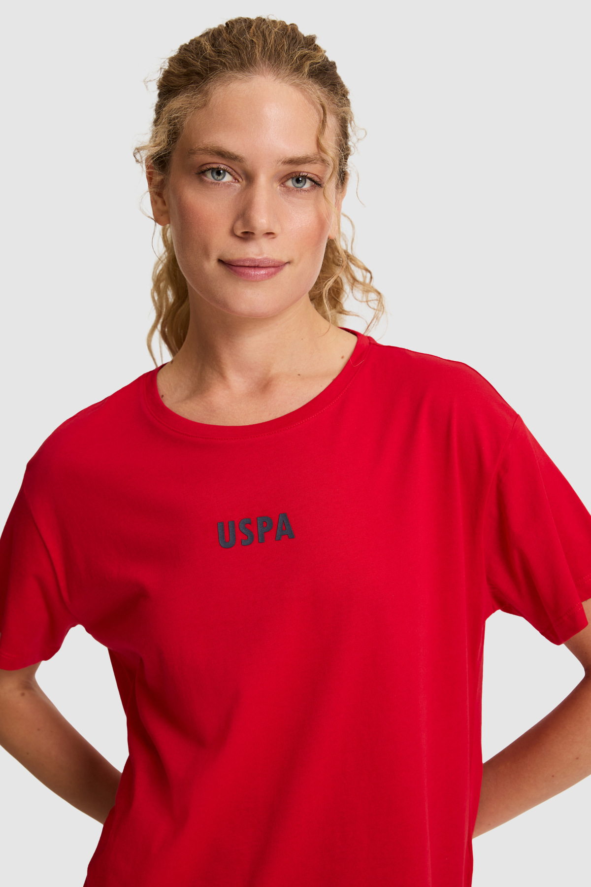 U.S. Polo Assn. Kadın Kırmızı Bisiklet Yaka Tişört 50323530-VR030 görsel 2