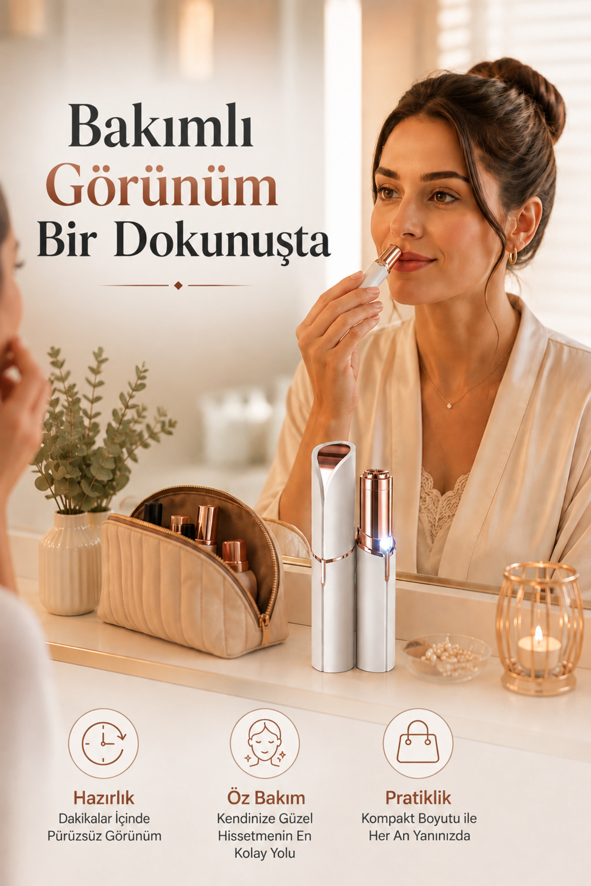 Yüz Tüy Alıcı Epilasyon Aleti Mini Kaş Bıyık Temizleme Cihazı — YZEPLSYN01 — تصویر 3 از 5