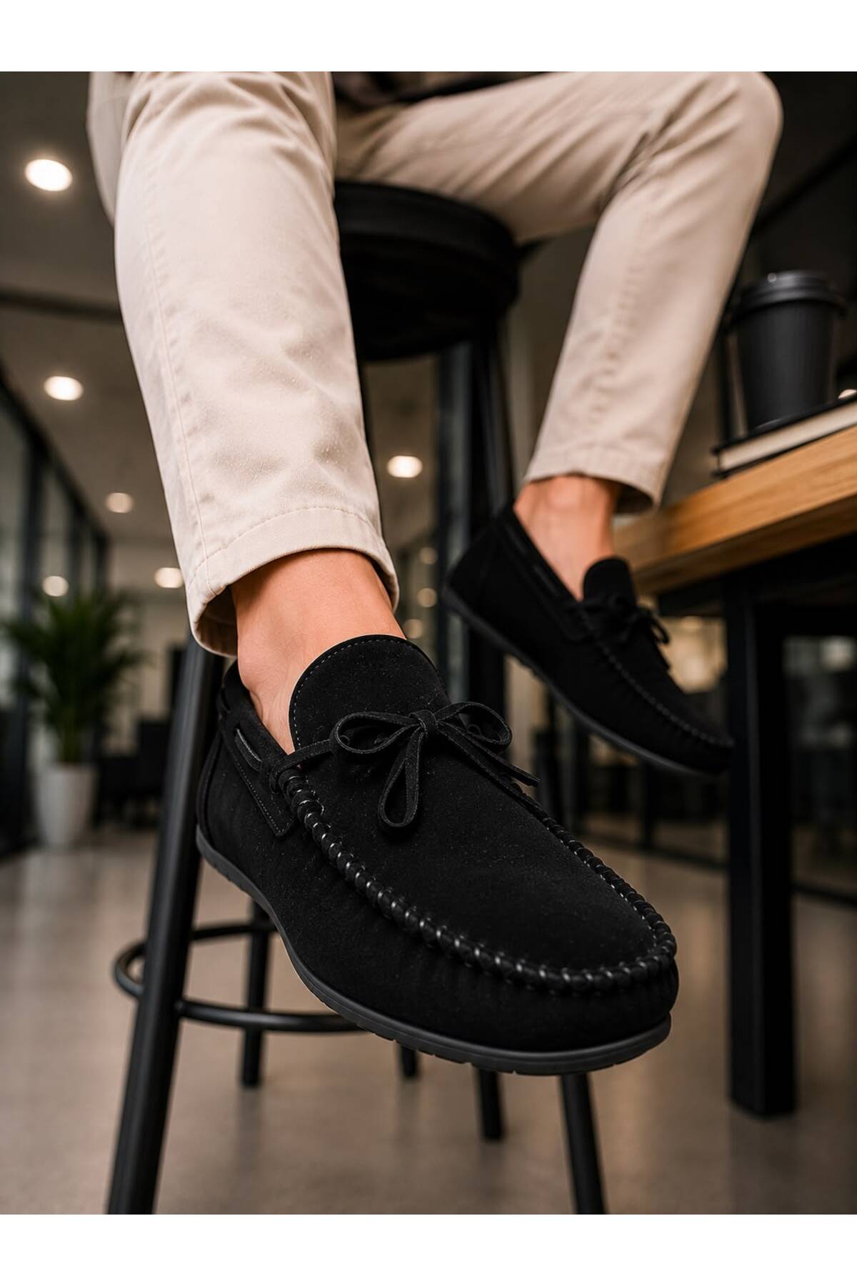 ROYSHOES Erkek Rok siyah deri loafer ayakkabı görsel 4