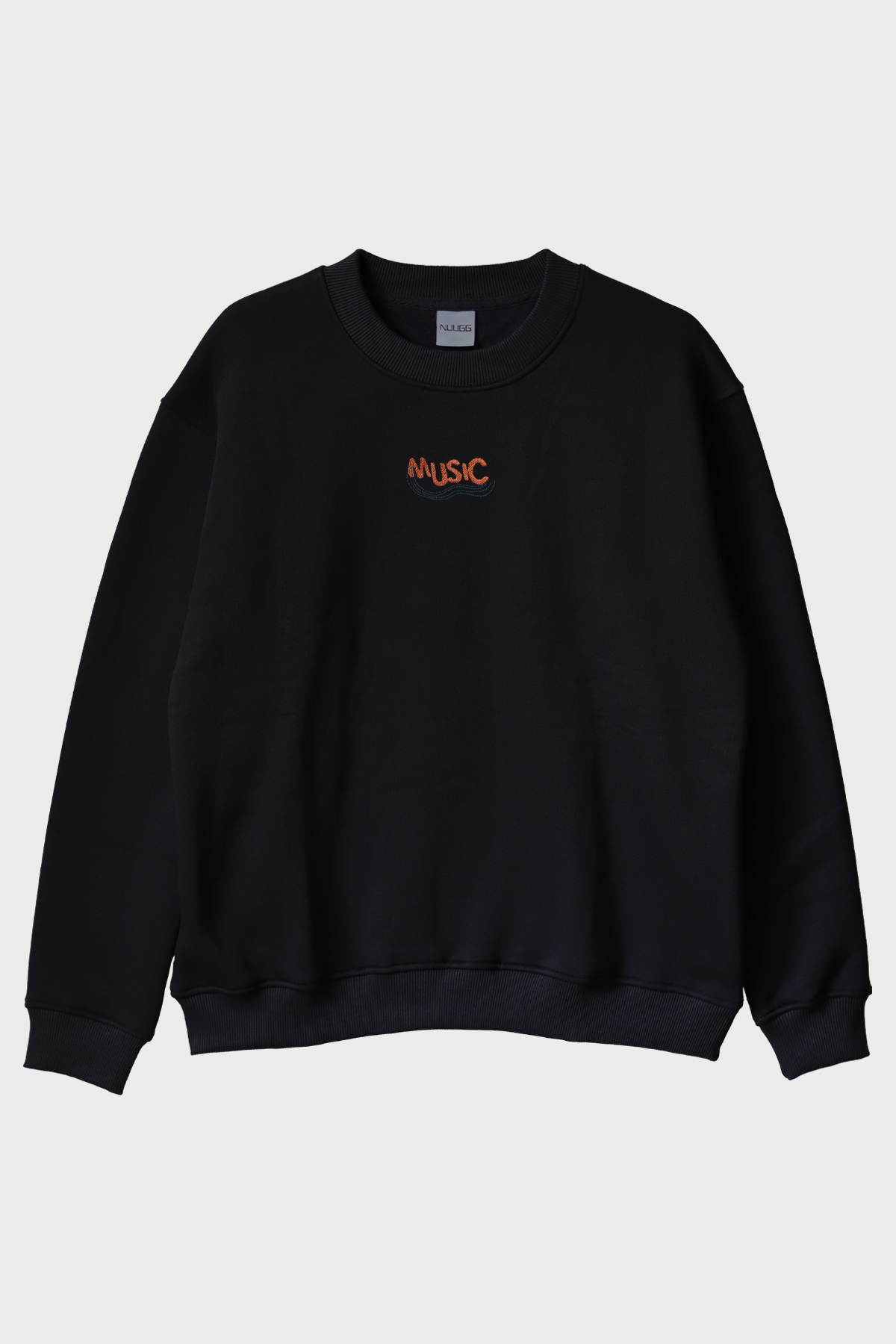lofux Turuncu Music Embroidered Music Crew Neck Sweatshirt