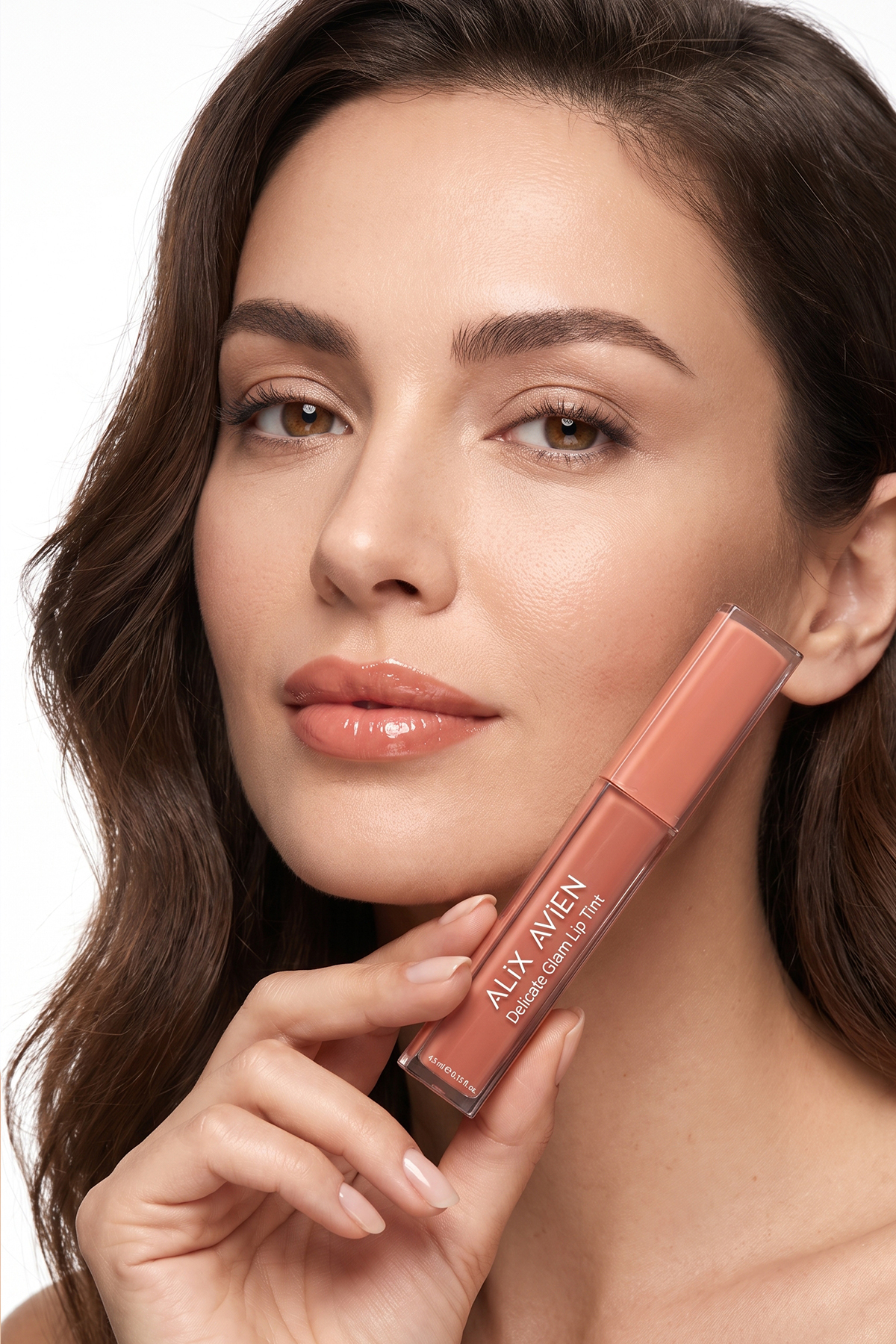 رنگ لب براق پایه آب - رنگ لب دلیکیت گلم 701 نود جینجر — بژ LIPTINT — تصویر 5 از 6