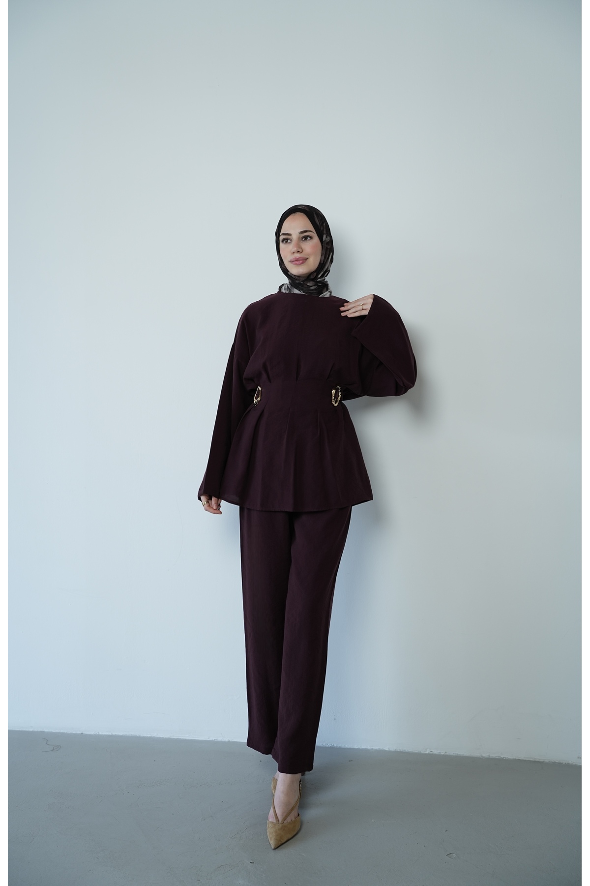 QUWİQ Women's Waist-Sitting and Back-Tie Hijab Set