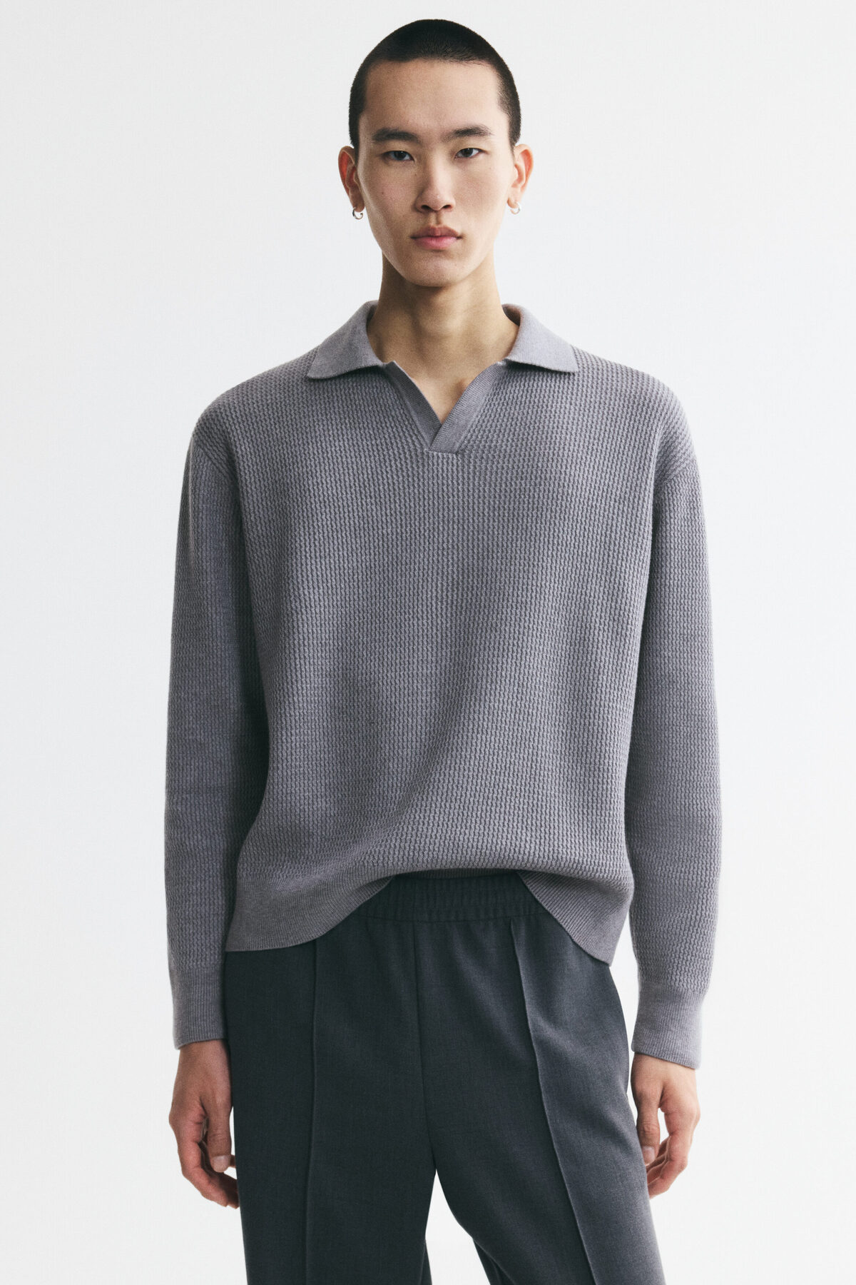 تاپ پولو بافتنی مدل Relaxed Fit اچ اند ام پلیور H&M