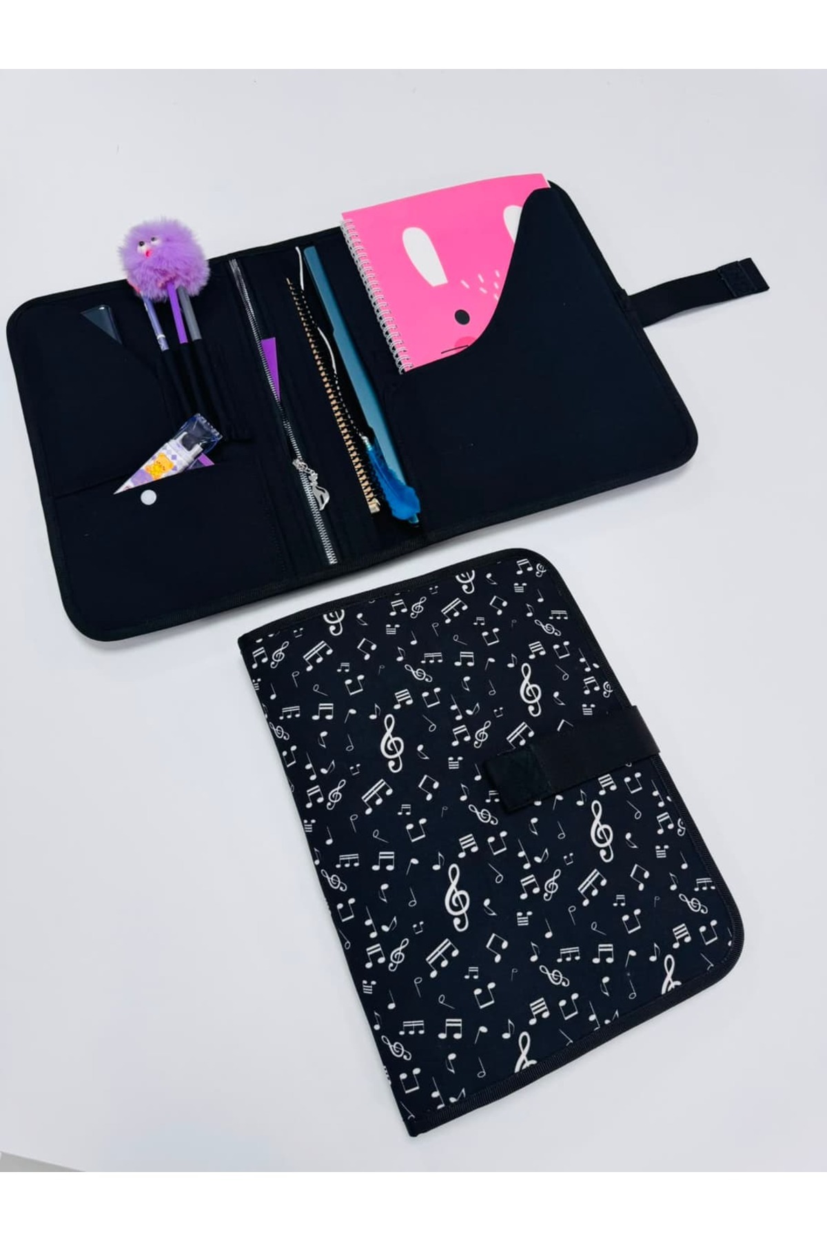 MORA BAG Tablet/ Kitap/ Laptop Çantası Müzik Notalı / Siyah