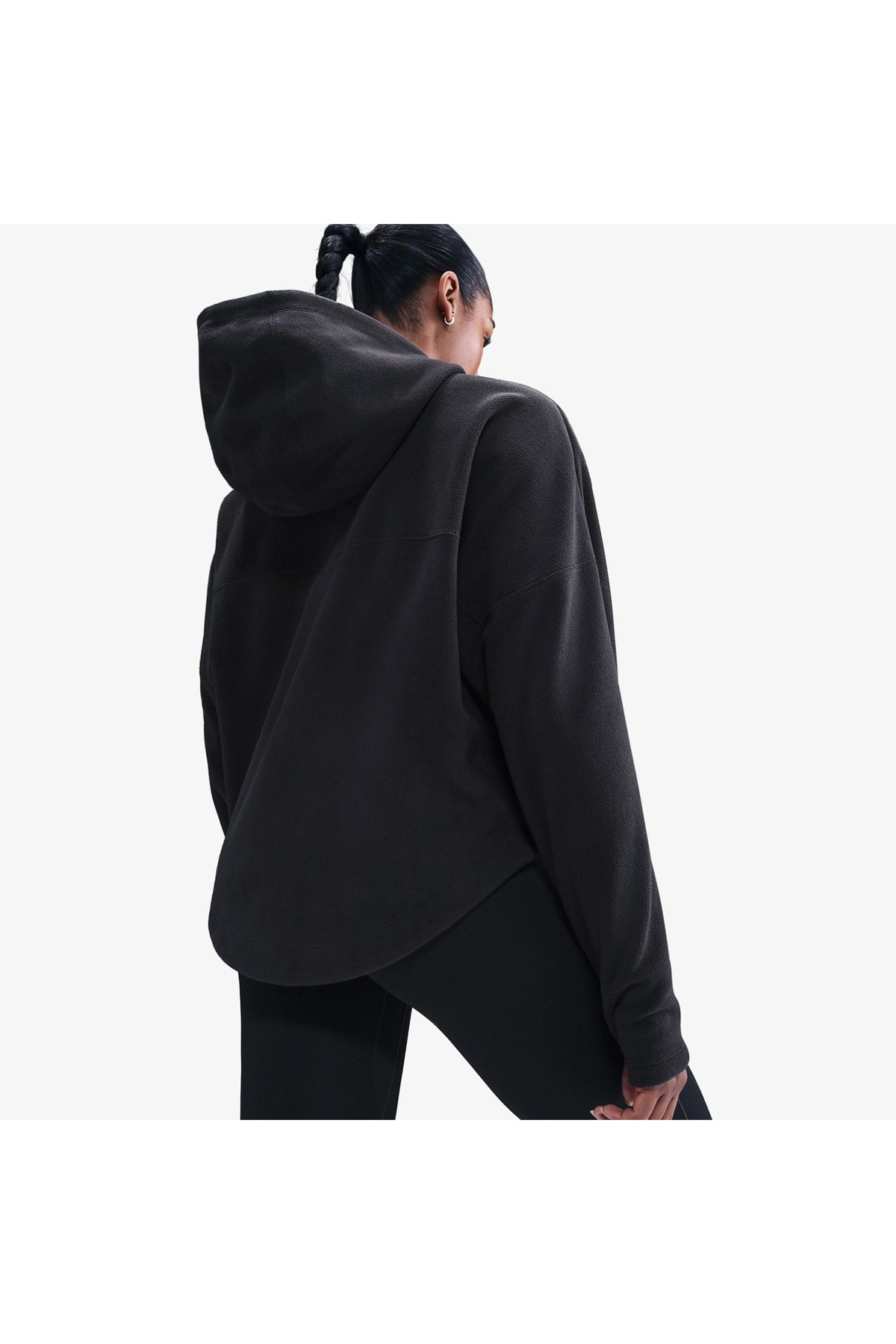 Nike One Therma-Fit Polar Kadın Siyah Kapüşonlu Hoodie görsel 2