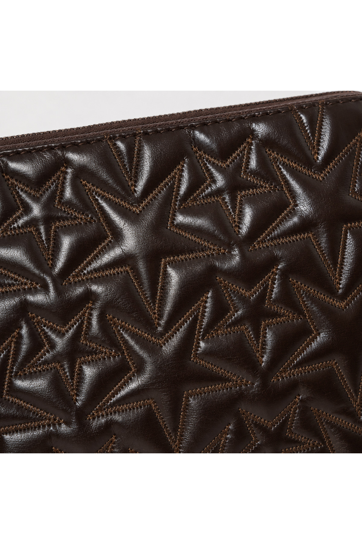 rair Yüksek Kalite Kadın Acı Kahve Yıldız Desenli Holografik Portföy Çanta Clutch– Yıldız Desenli, Bilek Askılı, Fermuarlı ZİNCİR HEDİYELİ görsel 3
