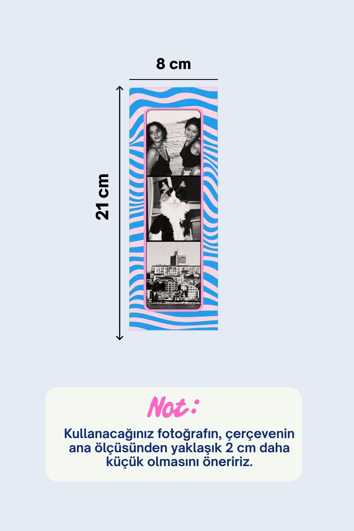Dalgalı Magnet Fotoğraf Çerçevesi – Pembe & Mavi
