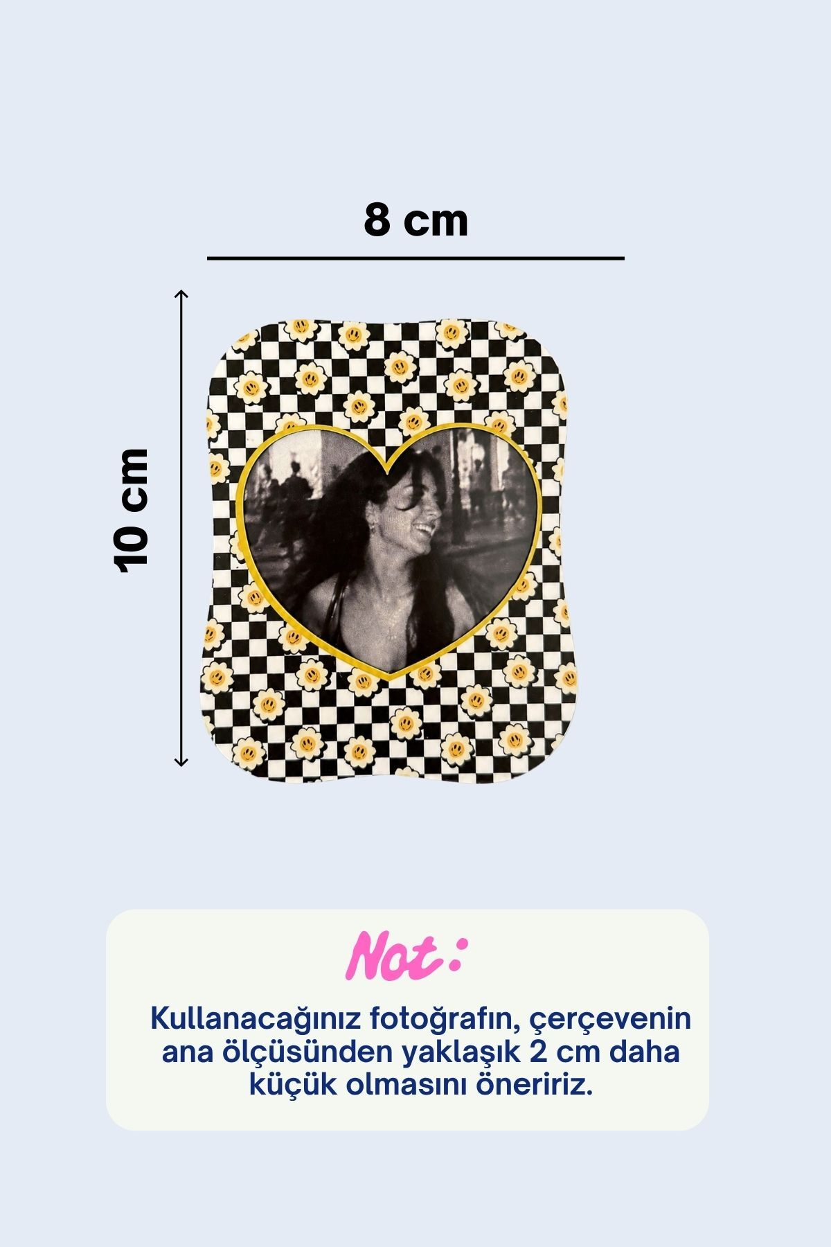 Papatyalı Magnet Fotoğraf Çerçevesi – Kalpli