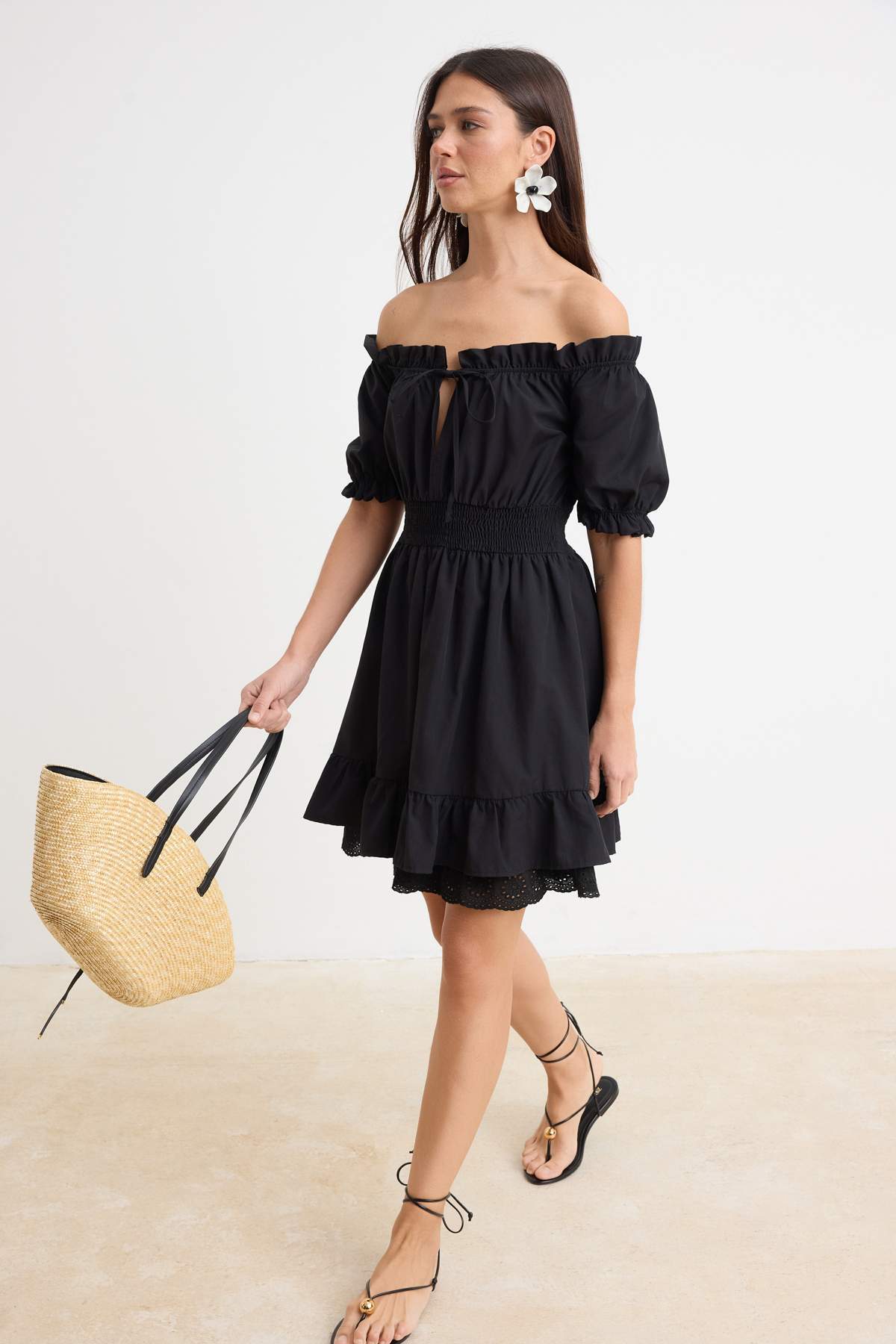 Trendyolmilla Siyah Mini Dokuma Elbise TWOSS26EL00799
