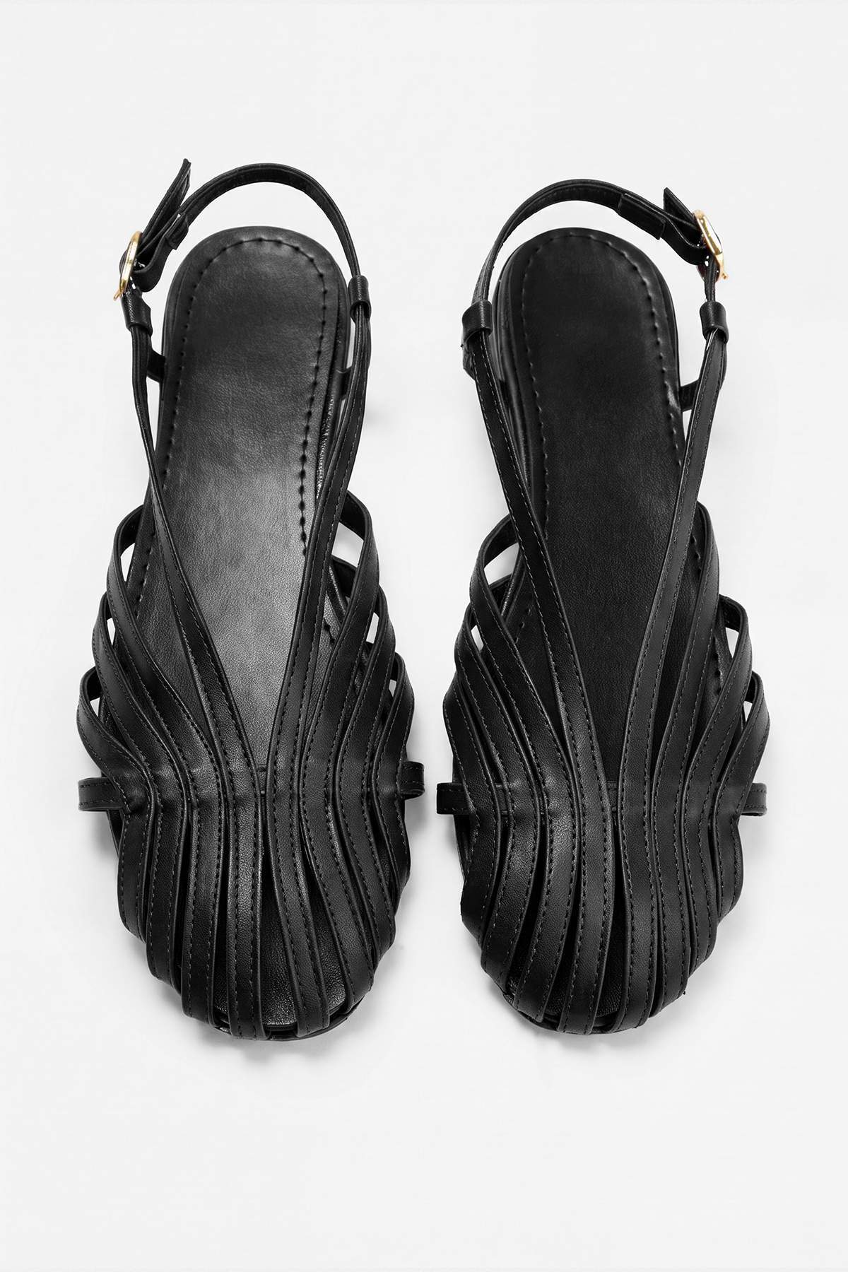 TRENDYOL SHOES Schwarz gestreifte Damen-Ballerinas TAKSS26BE00041