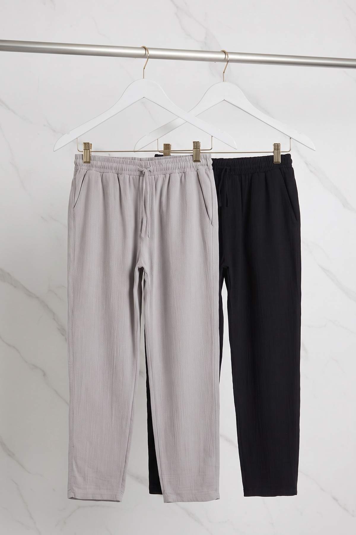 Trendyolmilla Man Siyah-Gri Straight Erkek Pantolon TMNSS26PL00042