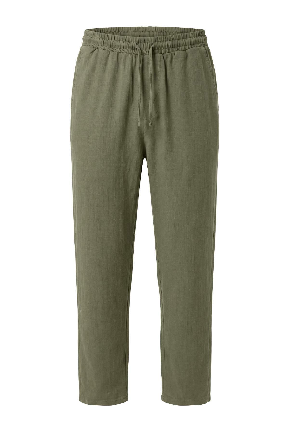 Trendyolmilla Man Haki Beli Lastikli Straight Erkek Pantolon TMNSS26PL00040