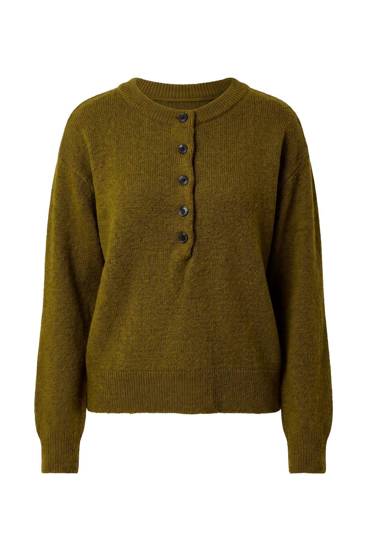 Trendyolmilla Wardrobe Essentials Yağ Yeşil Kalın Yumuşak Oversize Triko Kazak TWOAW27KZ00100