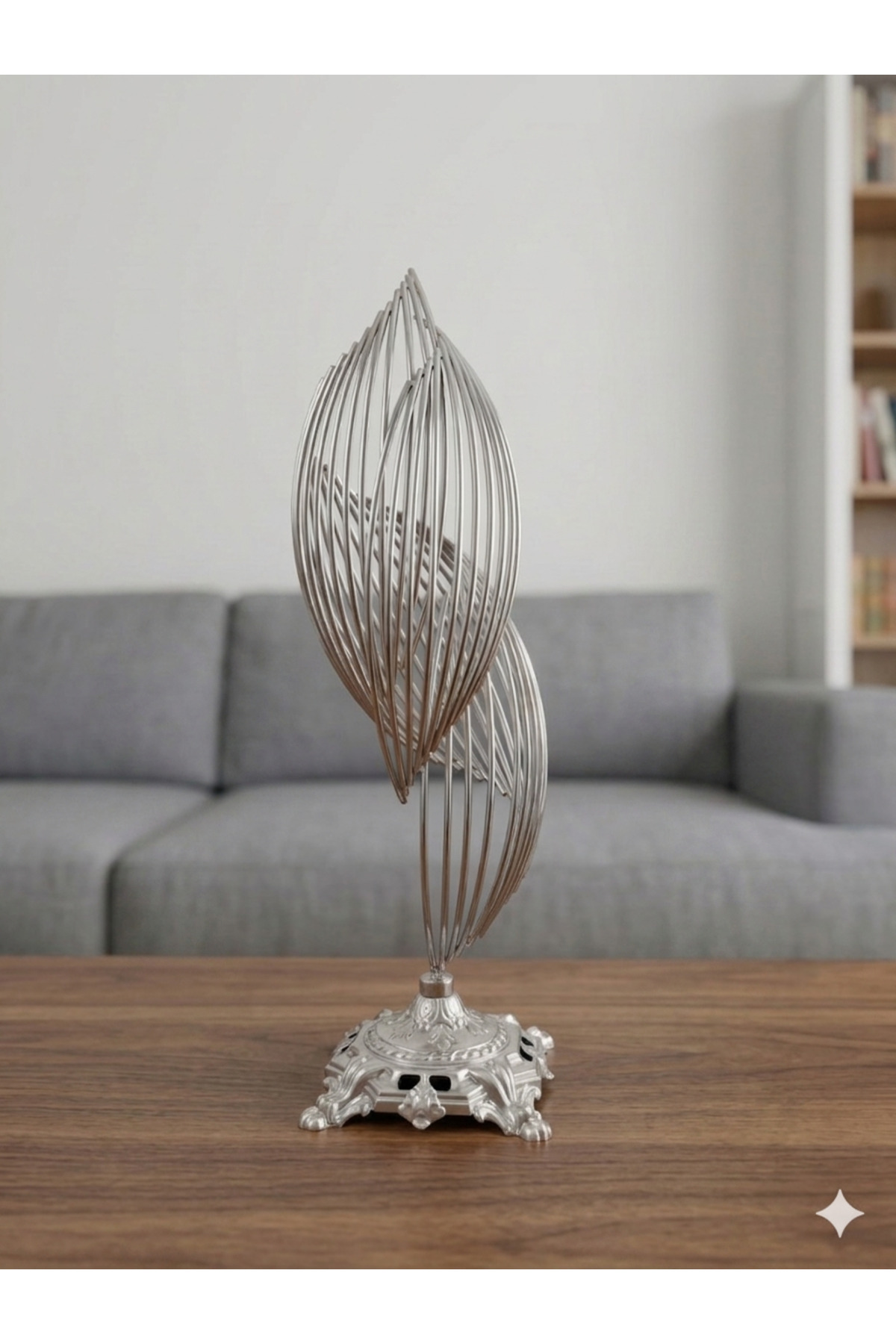 Spiral Decoration Object with Stylish Metal Design Silver- home gift, three-dimensional object